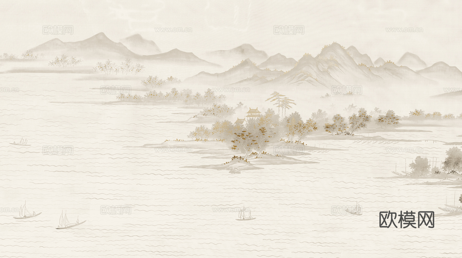 漂亮新中式 现代艺术壁纸 墙布 壁布高清贴图下载