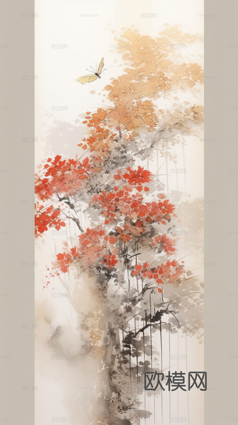 漂亮新中式 现代艺术壁纸 墙布 壁布高清贴图下载