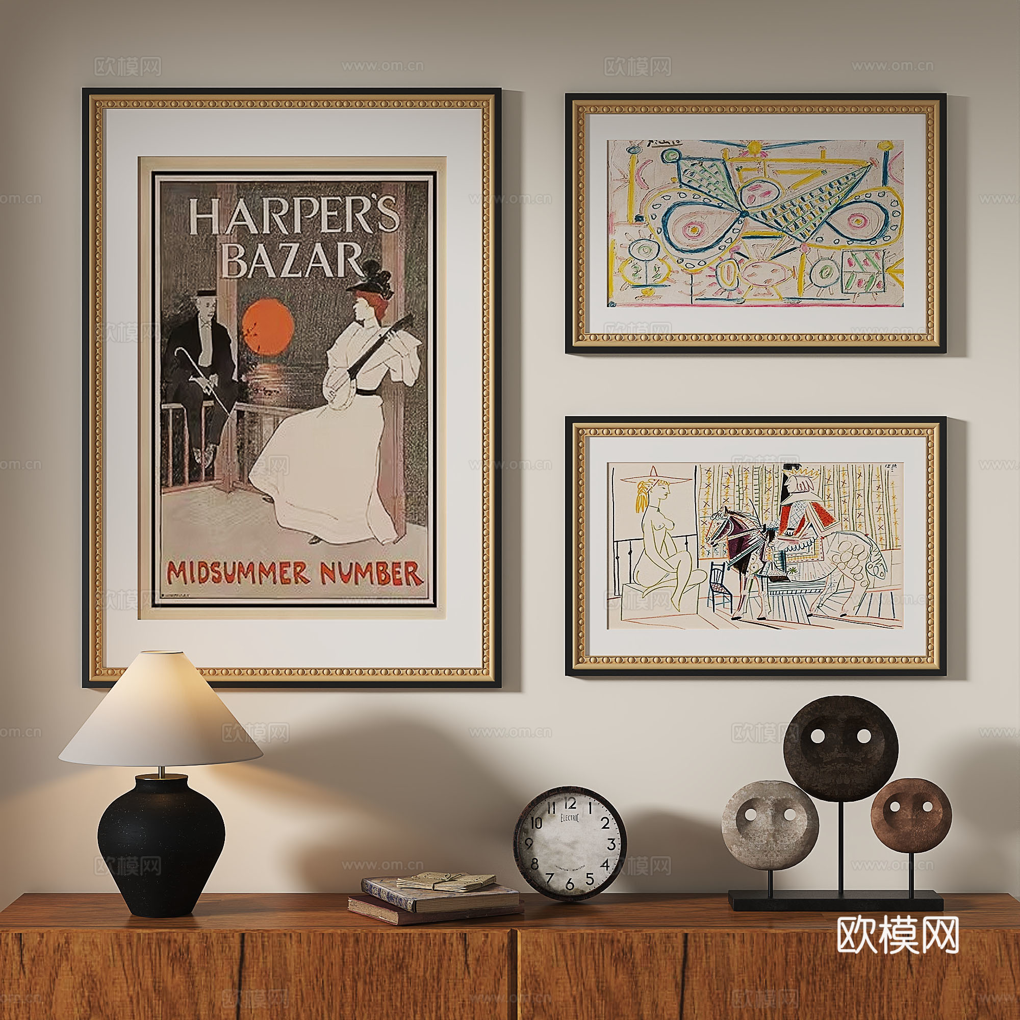 法式，复古，中古，北欧，轻奢，抽象，装饰画3d模型