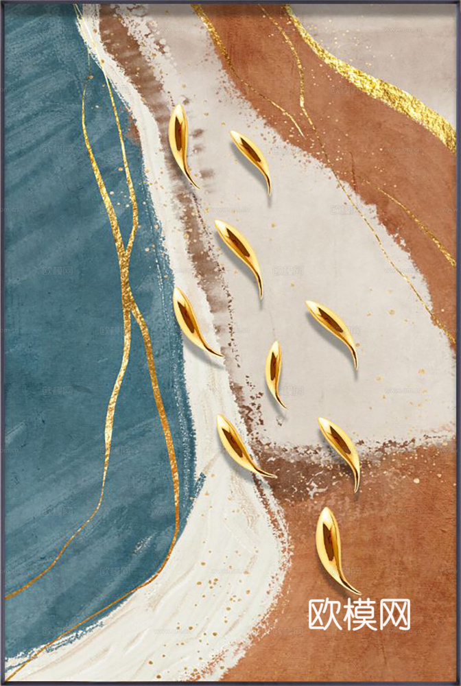 立体几何挂画 现代轻奢挂画   简约抽象装饰画  纹理挂画