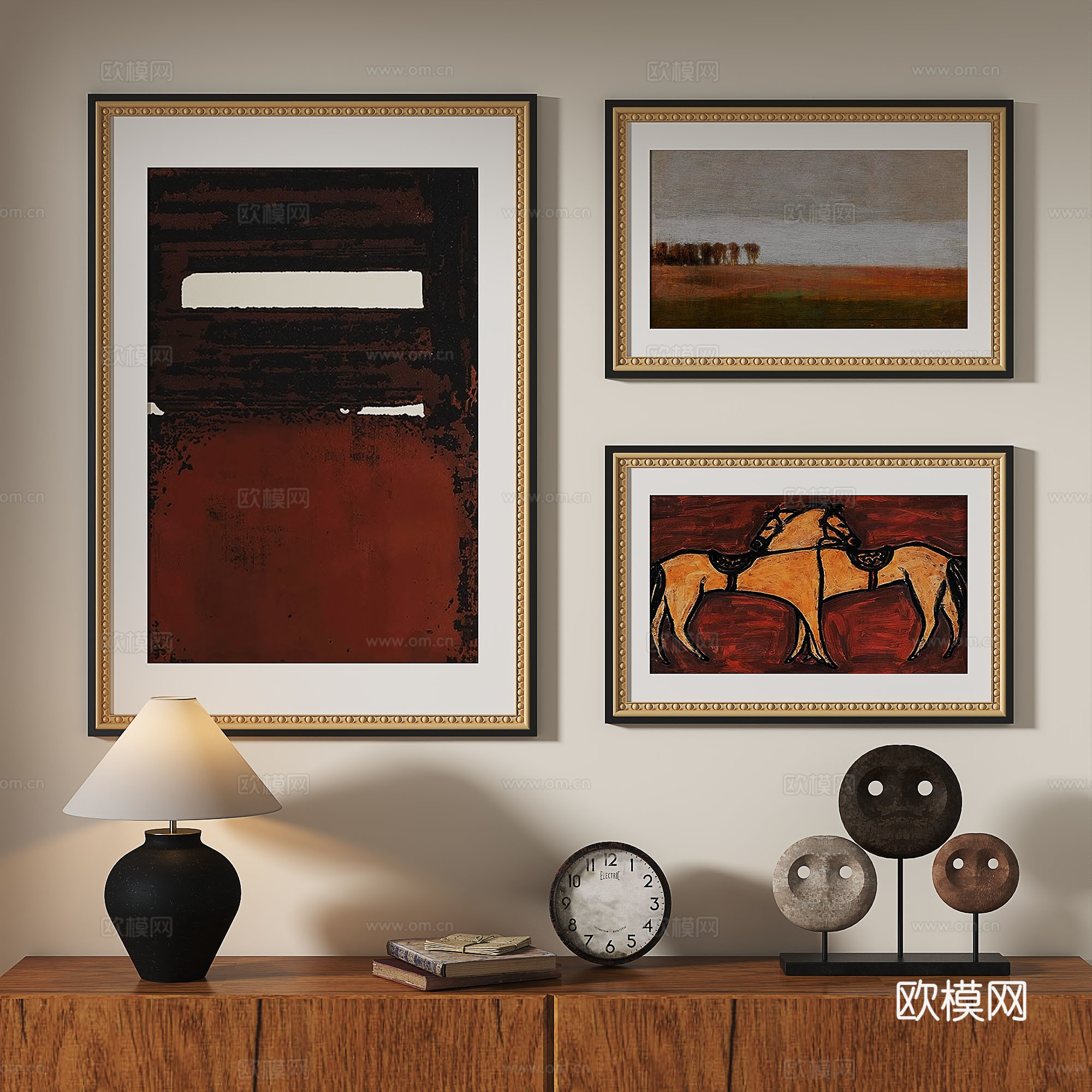 法式，复古，中古，北欧，轻奢，抽象，装饰画3d模型