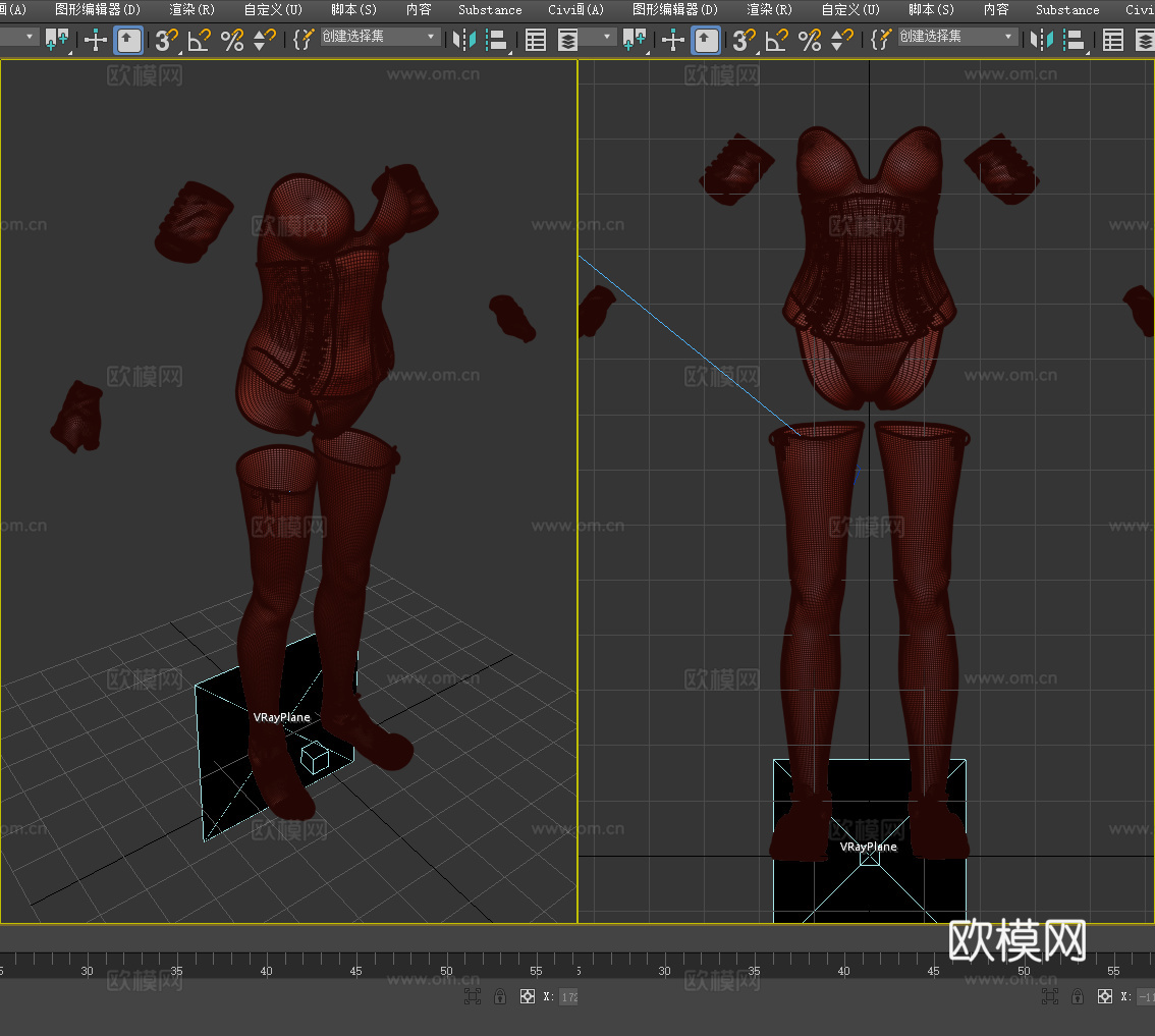 连身衣 胸衣 手套 女性服装 女装3d模型