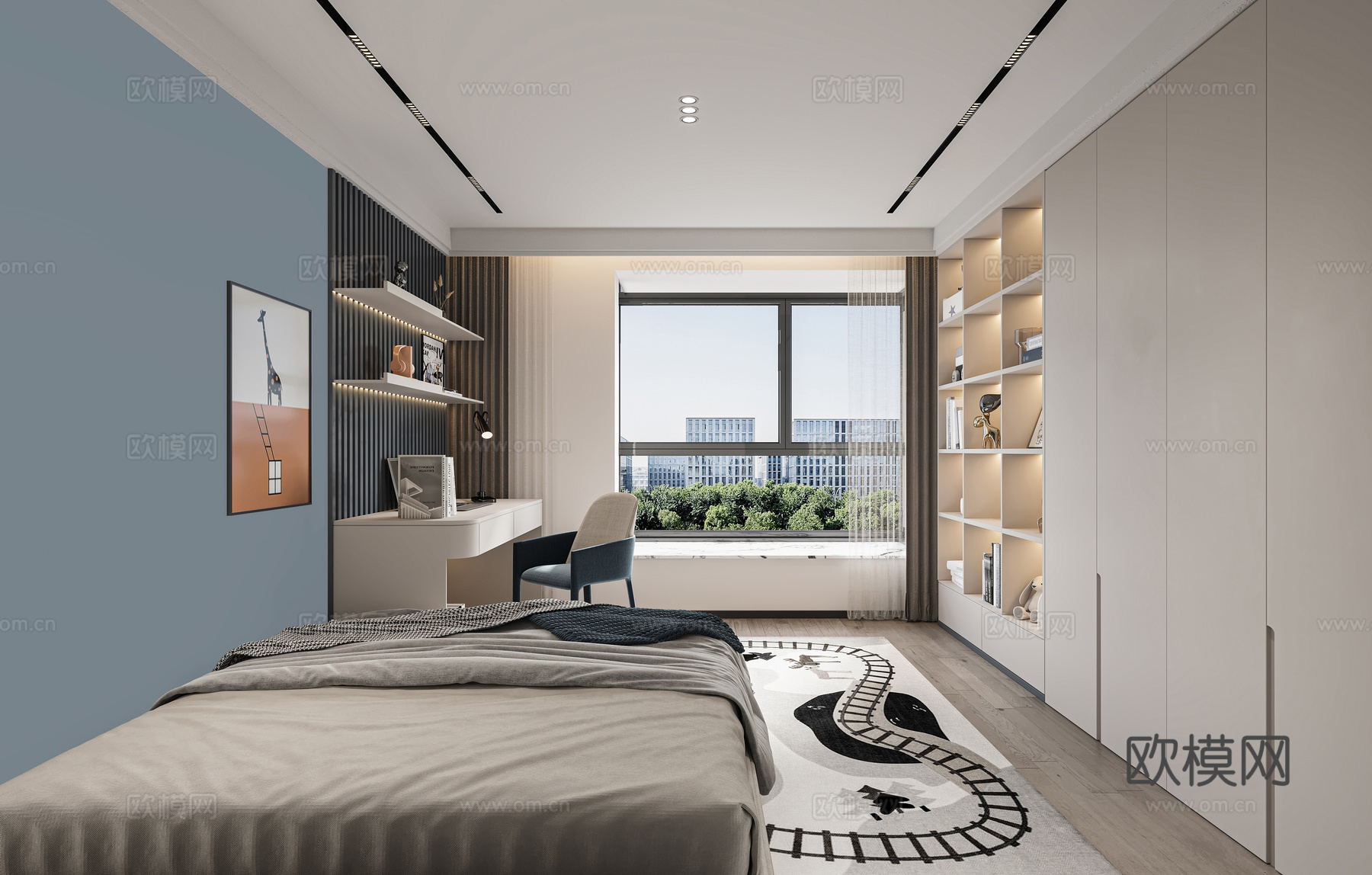 现代儿童房3d模型下载