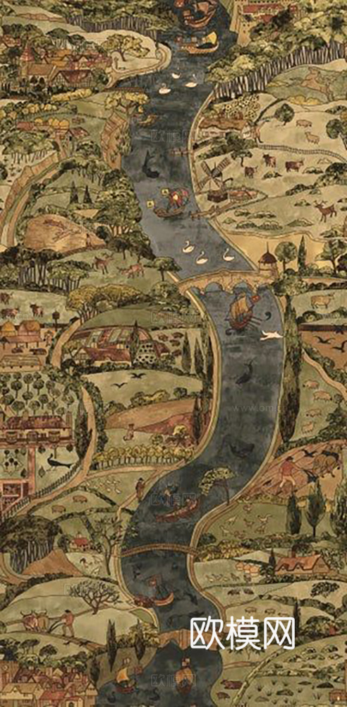 复古挂画  老旧布纹挂画  布挂画  中古挂画