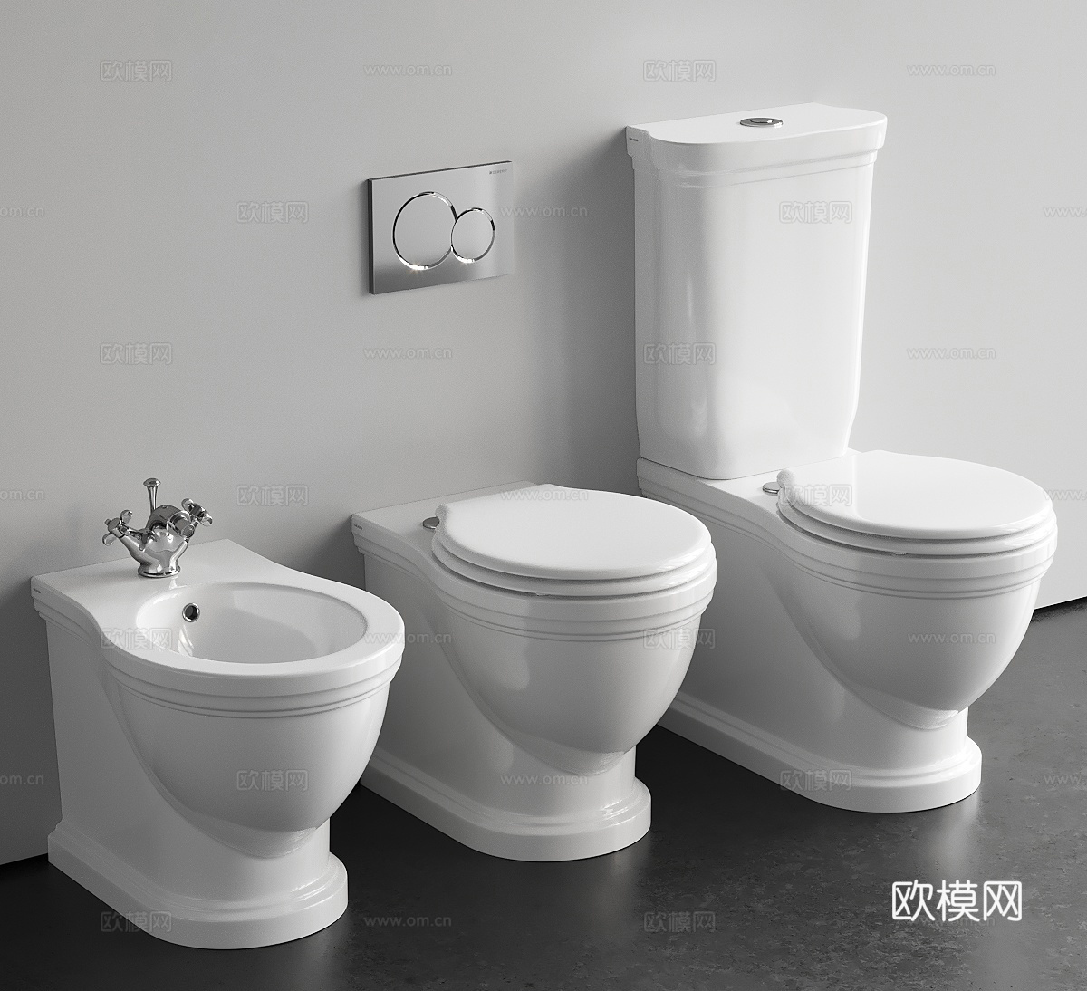 现代壁挂式马桶组合 坐便器 马桶su模型