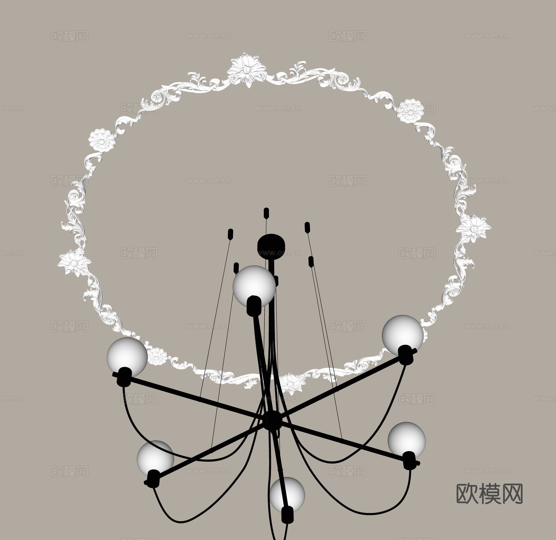 法式雕花灯盘su模型