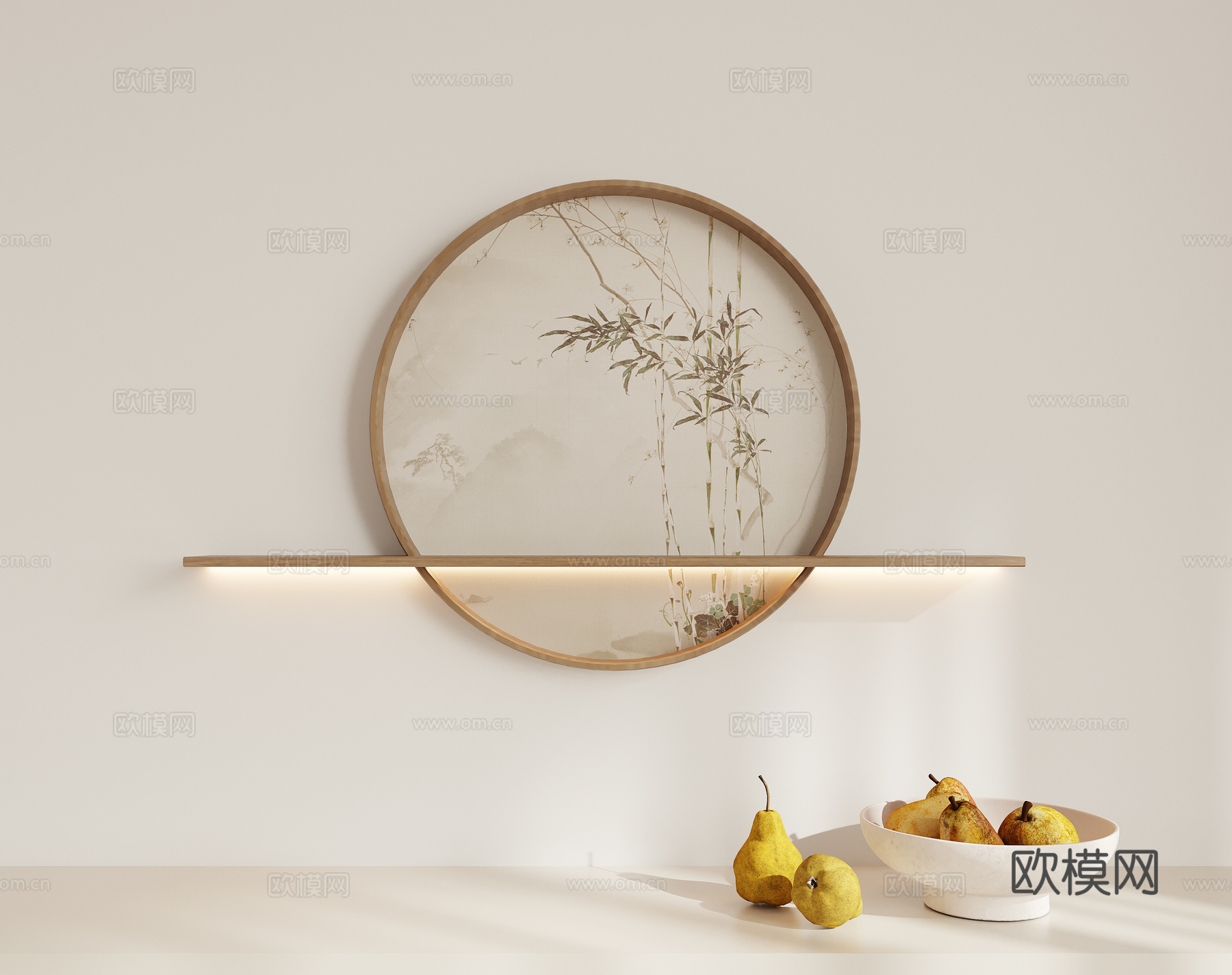 新中式禅意墙饰su模型