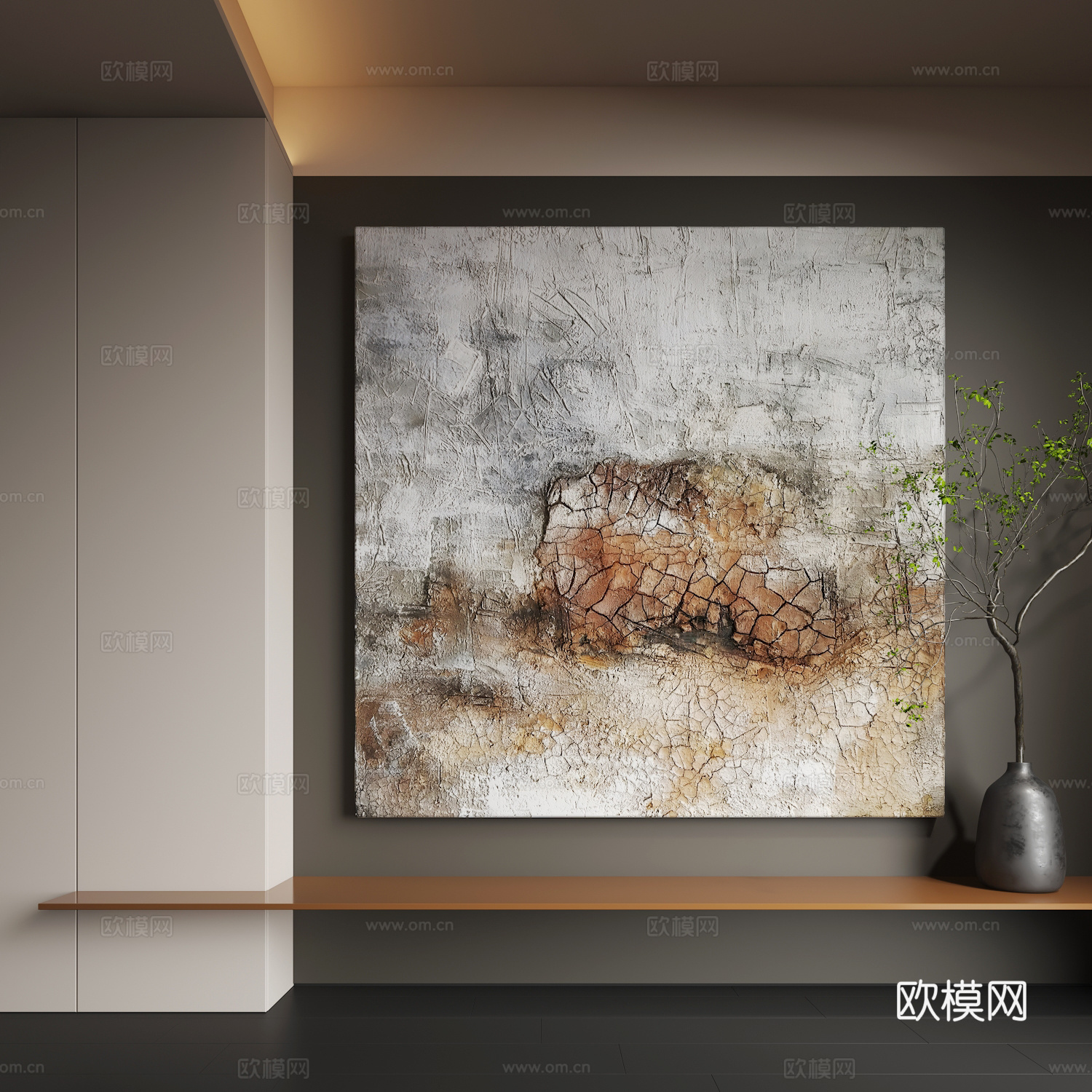 现代抽象挂画  现代侘寂装饰画  现代轻奢挂画3d模型