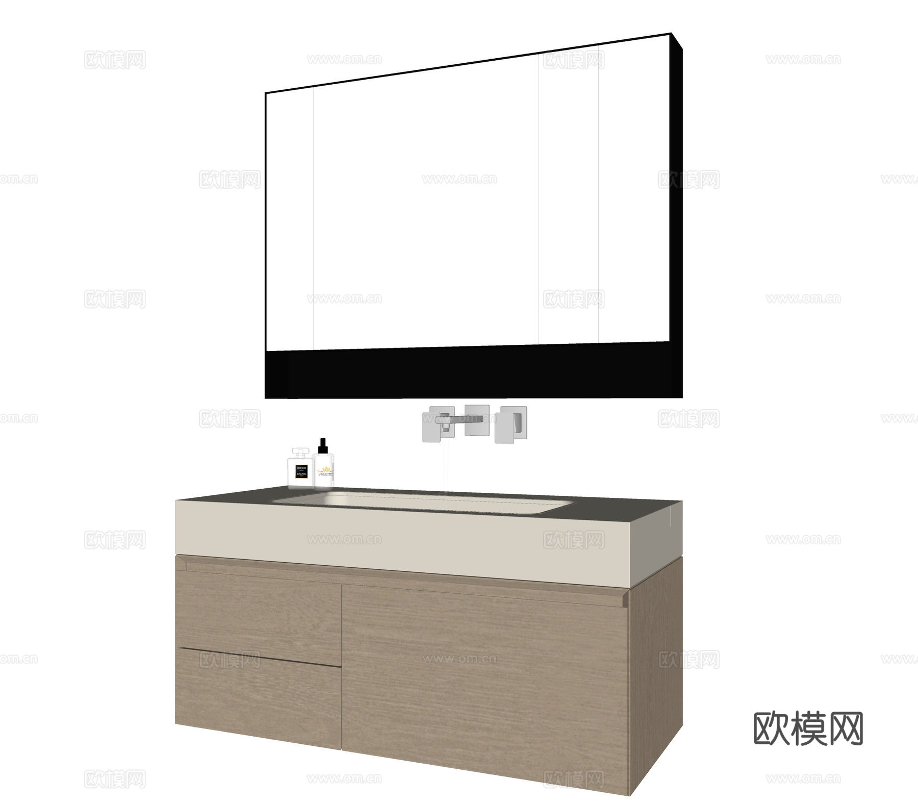 现代浴室柜 洗手台 镜柜su模型