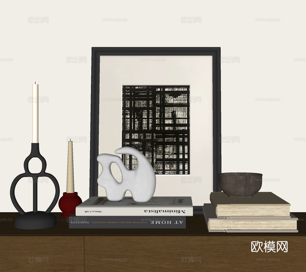 现代中古摆件组合su模型