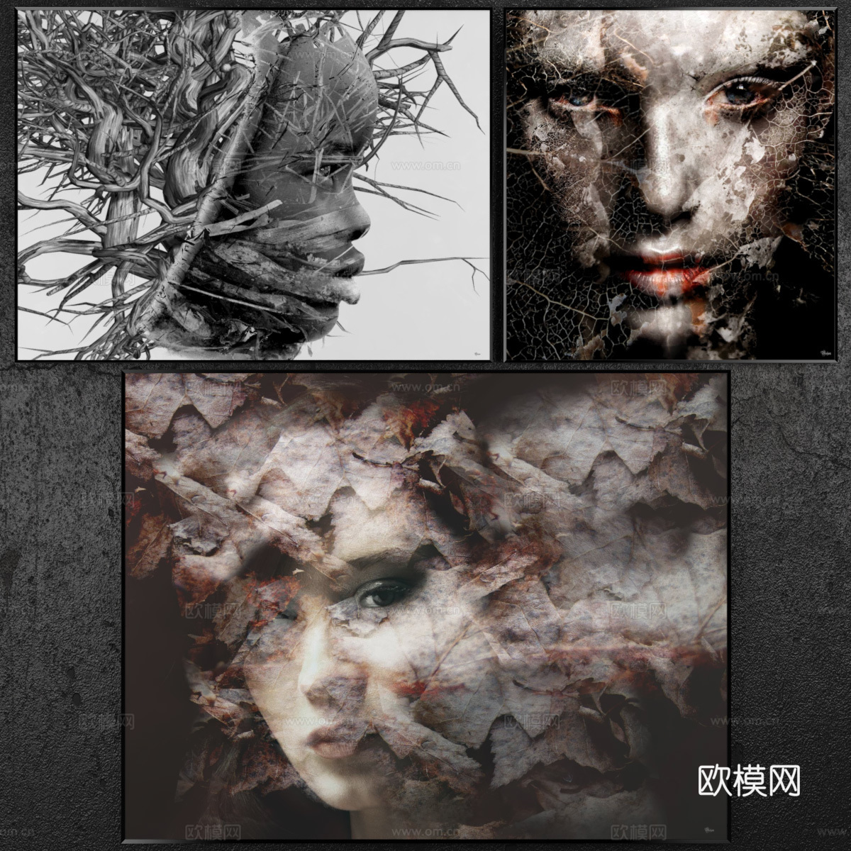 现代抽象人物装饰挂画3d模型