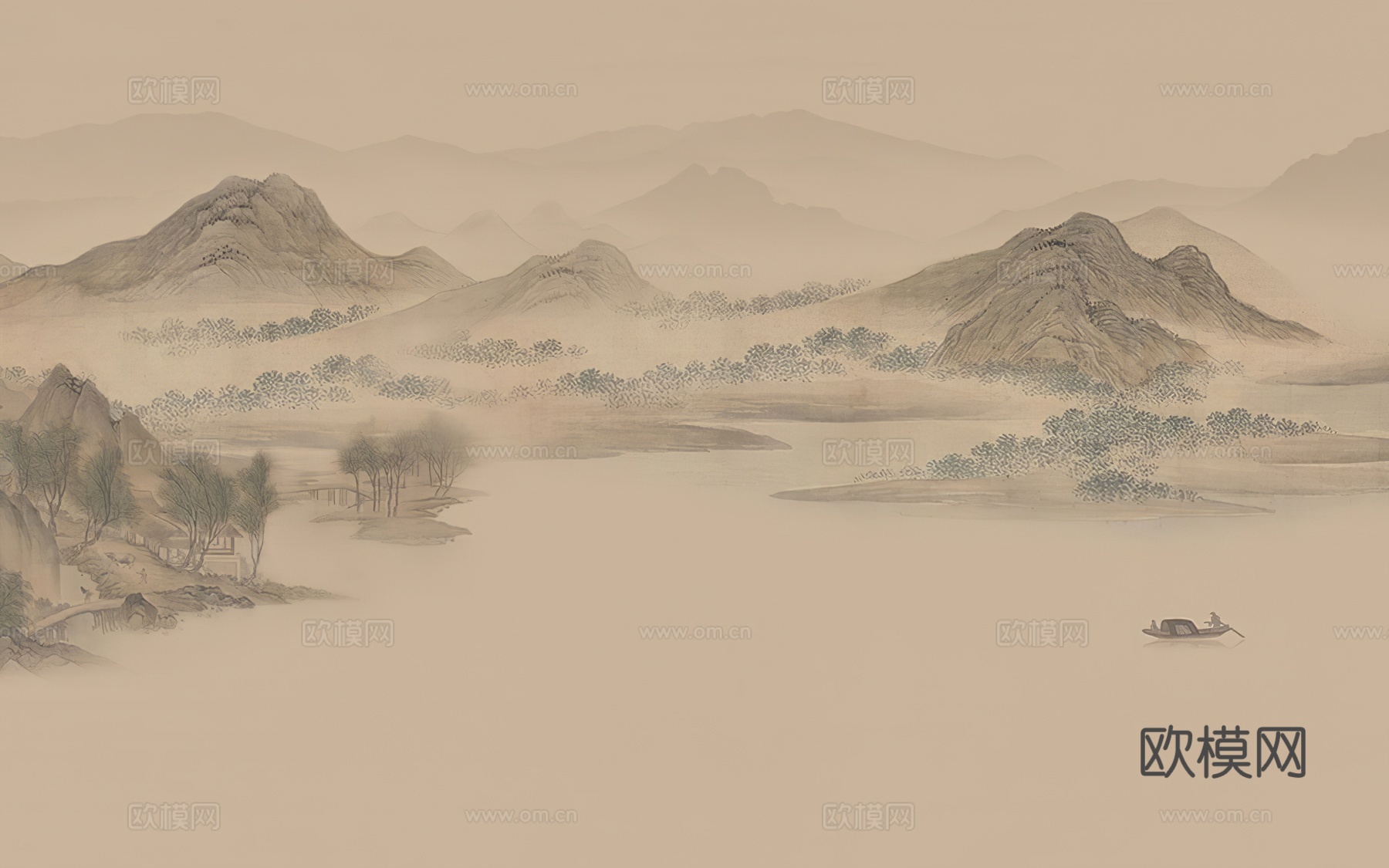 漂亮新中式 现代艺术壁纸 墙布 壁布高清贴图下载