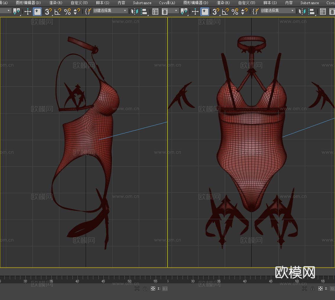 奇幻服饰 吊带连身衣 胸衣 女性服装 女装3d模型