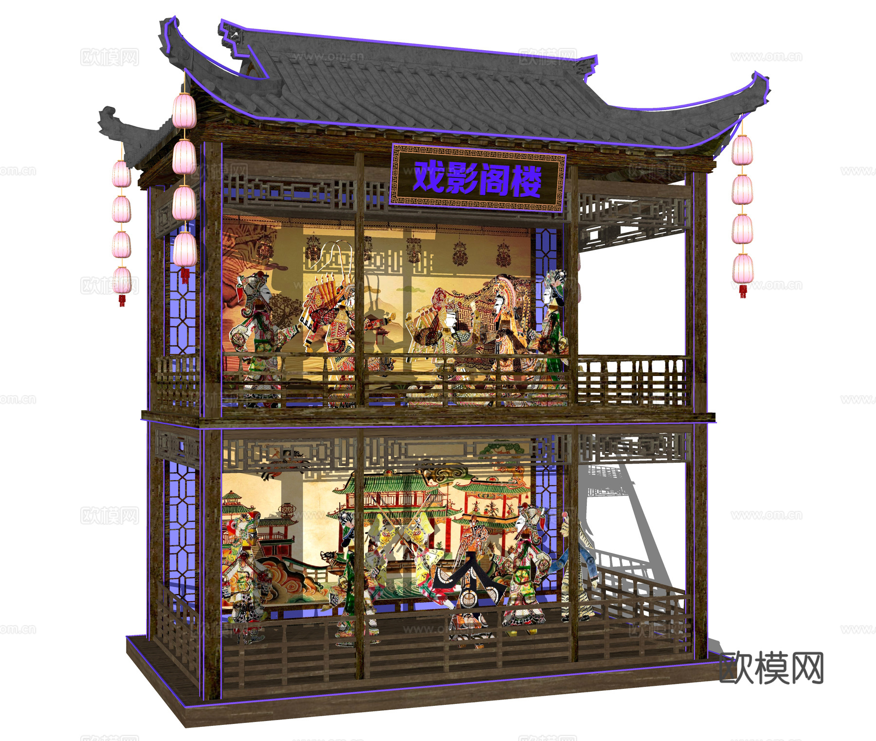 皮影打卡点 京剧戏台舞台戏院 民俗文化古建 传统文化美陈 皮su模型