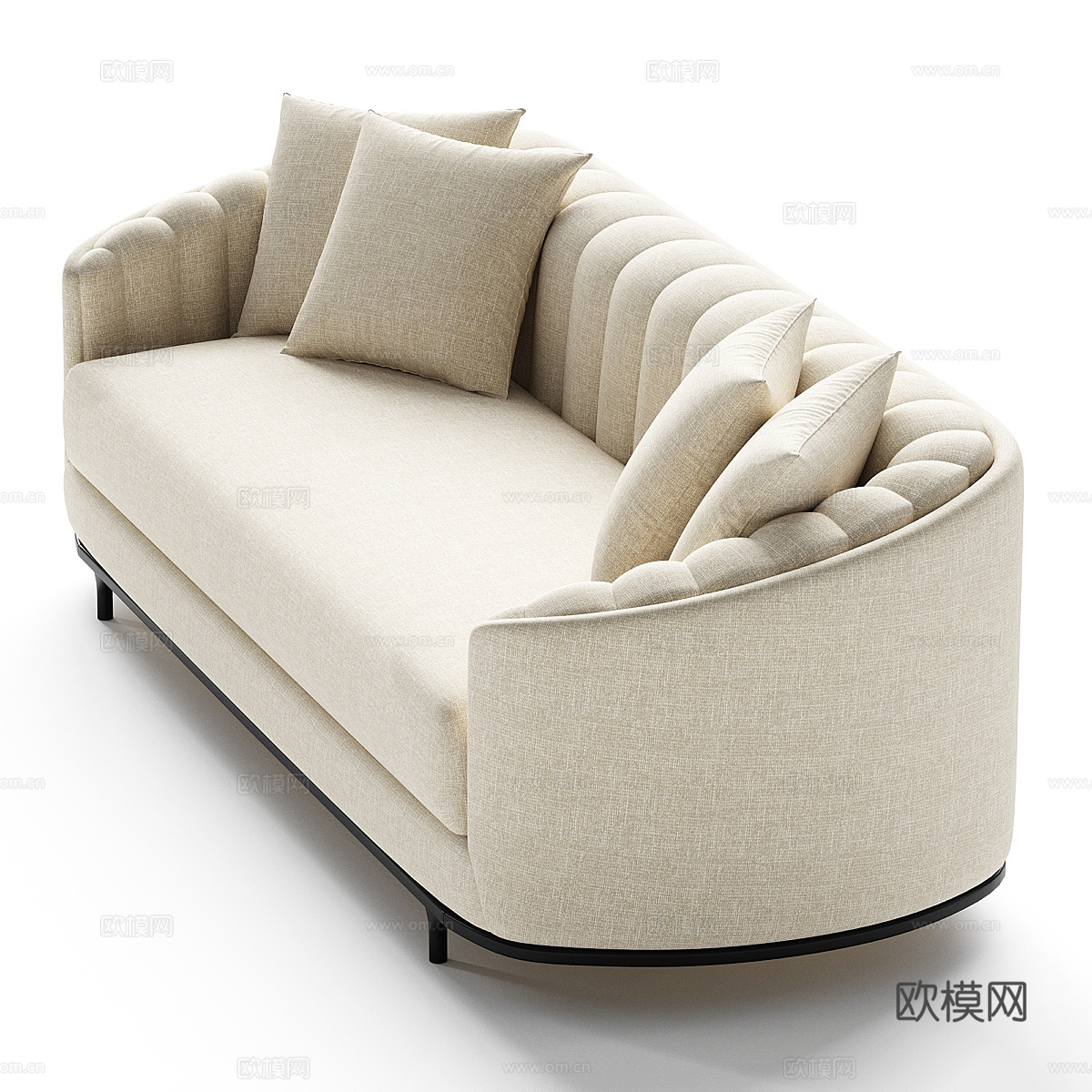 现代奶油风布艺休闲沙发3d模型