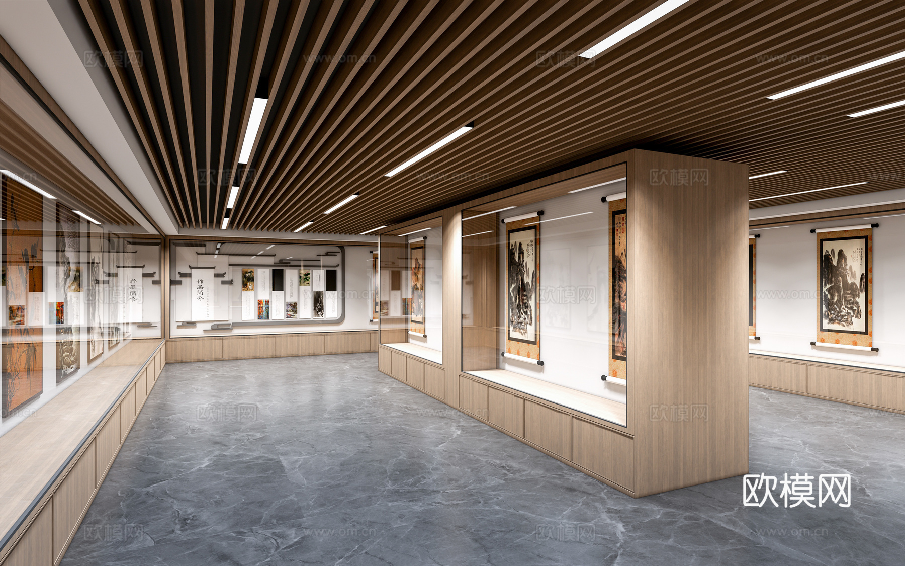 现代美术展厅 画廊 书画展厅su模型