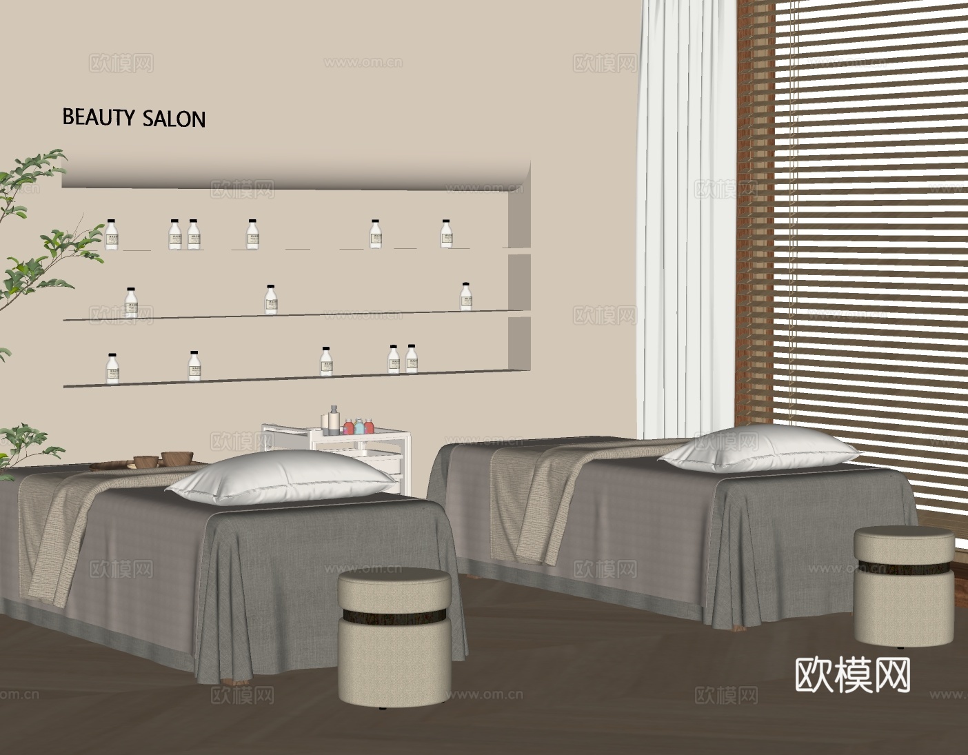 现代美容SPA 按摩床 SPA理疗床 护理床su模型