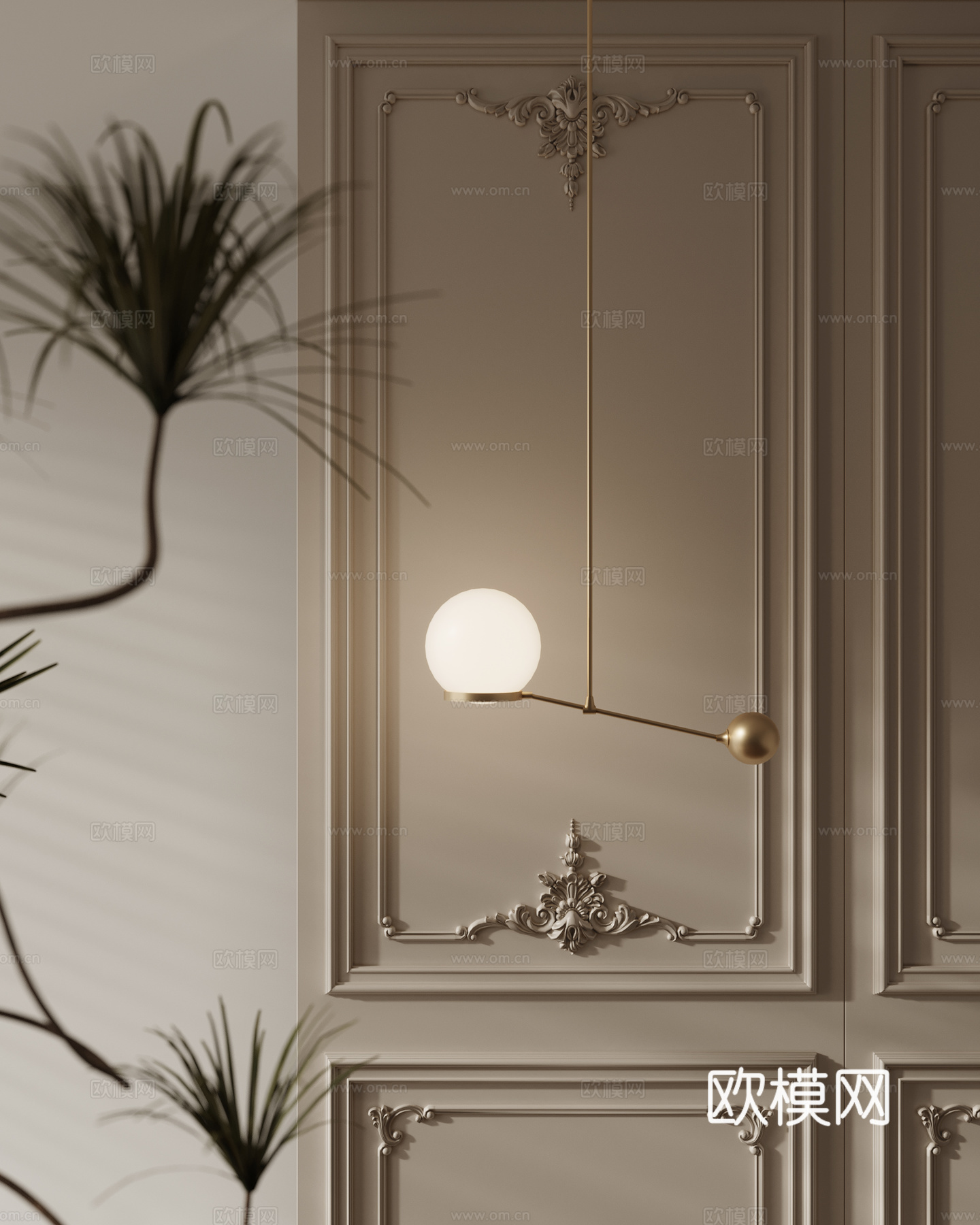 轻奢床头吊灯3d模型下载