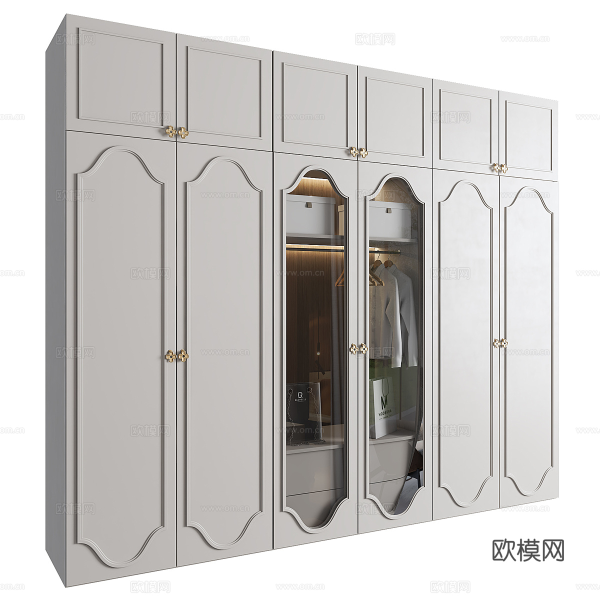 现代奶油风衣柜3d模型