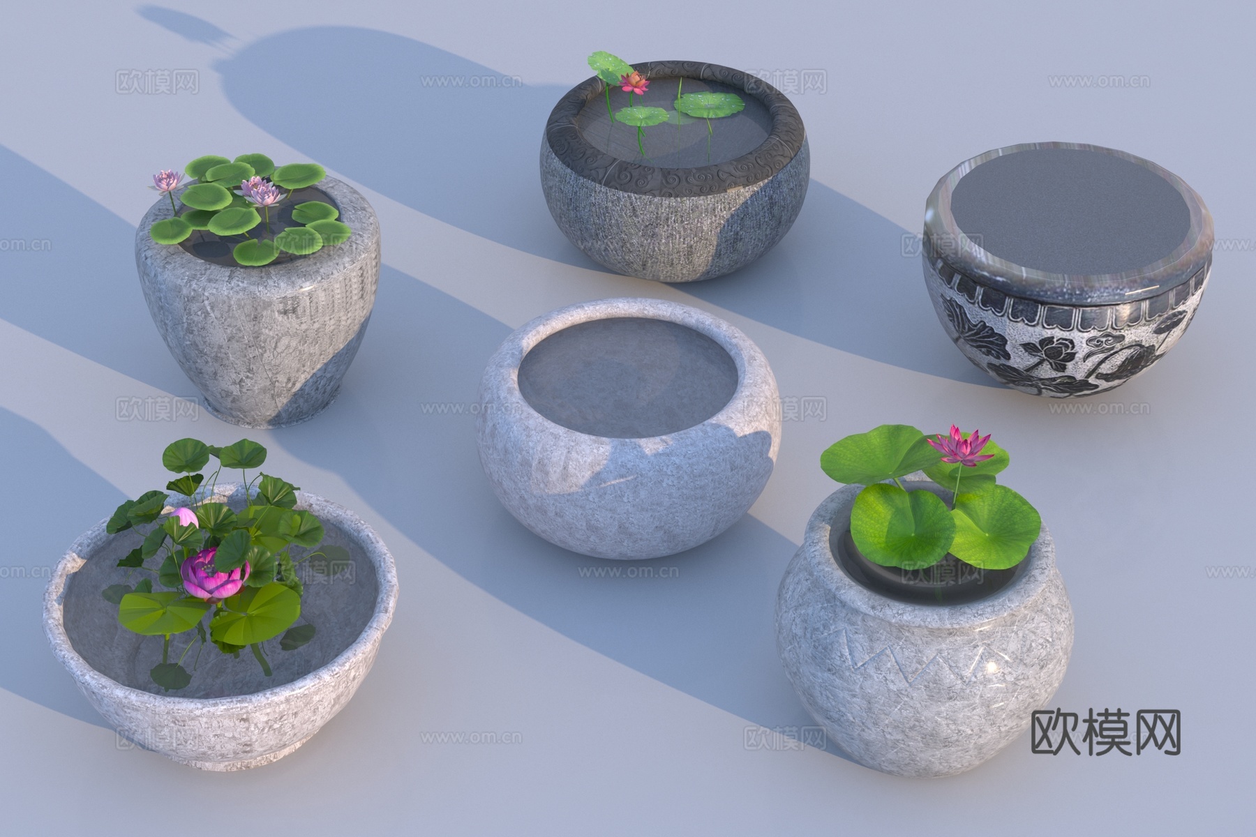 现代水缸 石槽马槽水钵3d模型