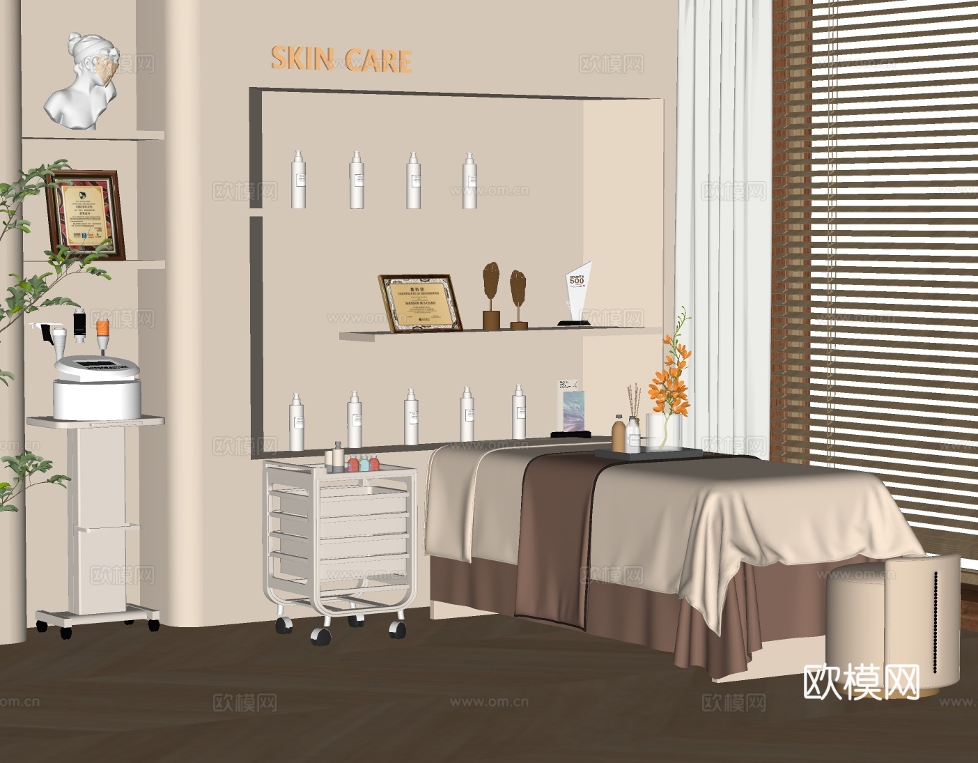 现代美容SPA 按摩床 SPA理疗床 护理床su模型