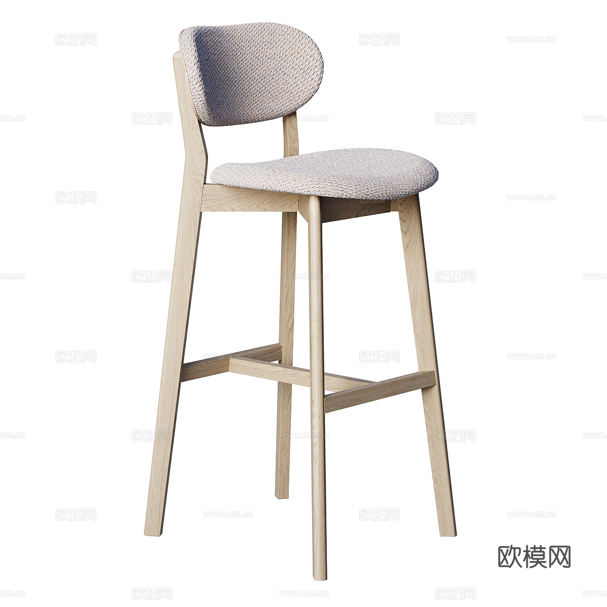 新中式吧台椅3d模型