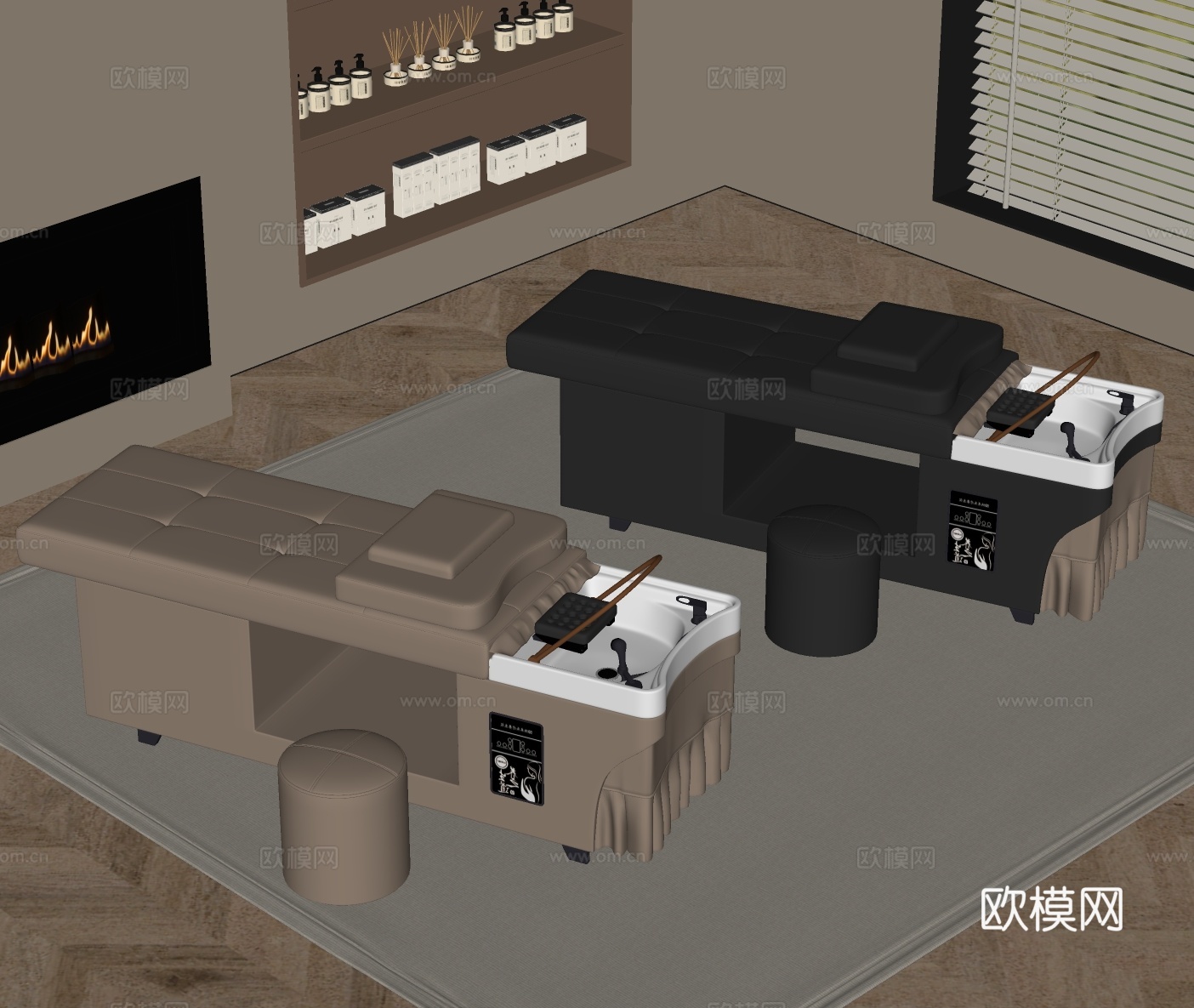现代洗头床 按摩床su模型
