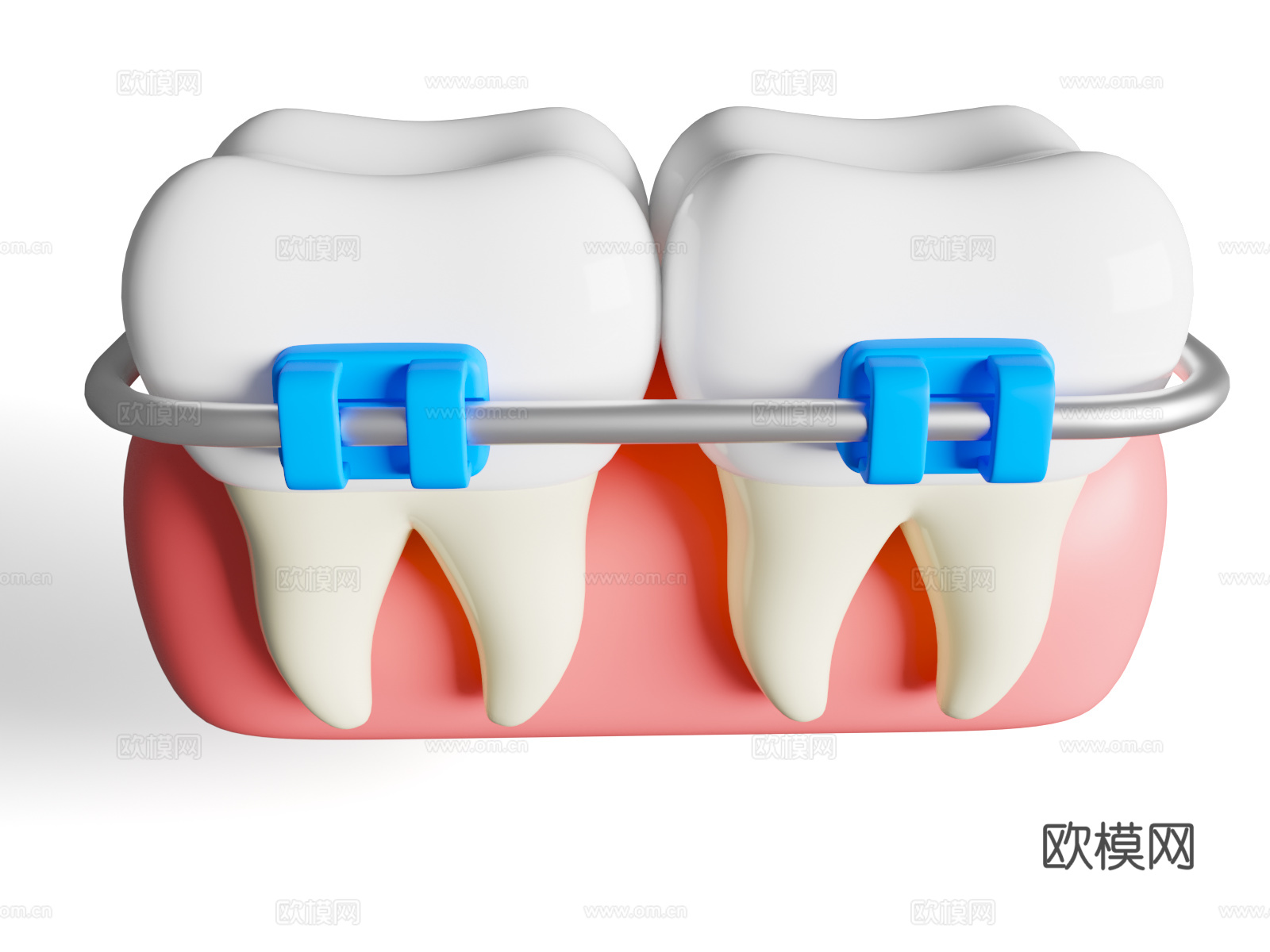 牙齿矫正器 卡通牙齿 牙科护理 医学主题3d模型