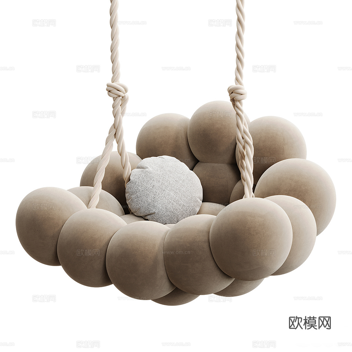 现代奶油风秋千椅 吊椅3d模型