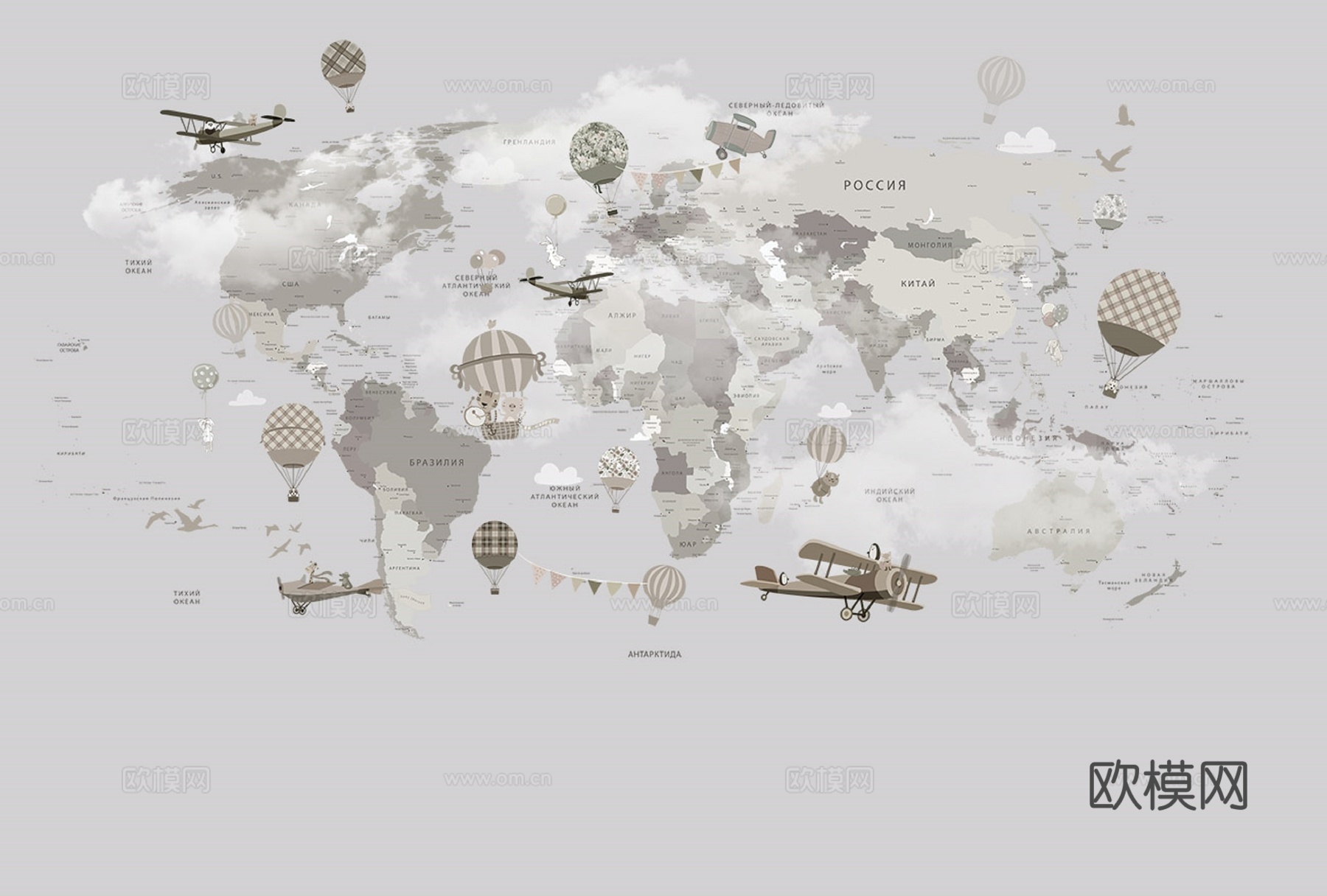 儿童地图壁纸壁画下载