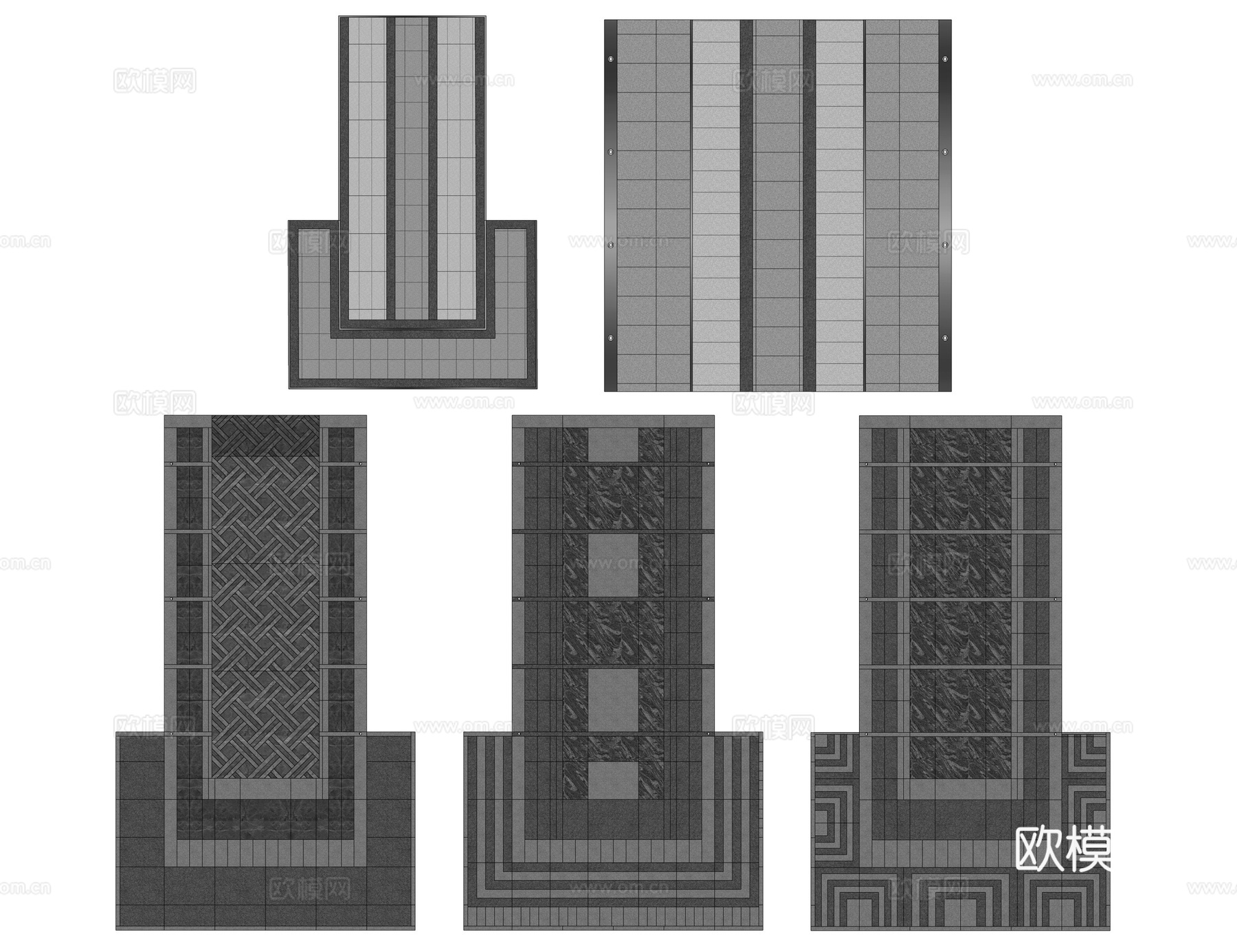新中式铺装 入户铺装 特色铺装 单元门铺装 地毯式铺装3d模型