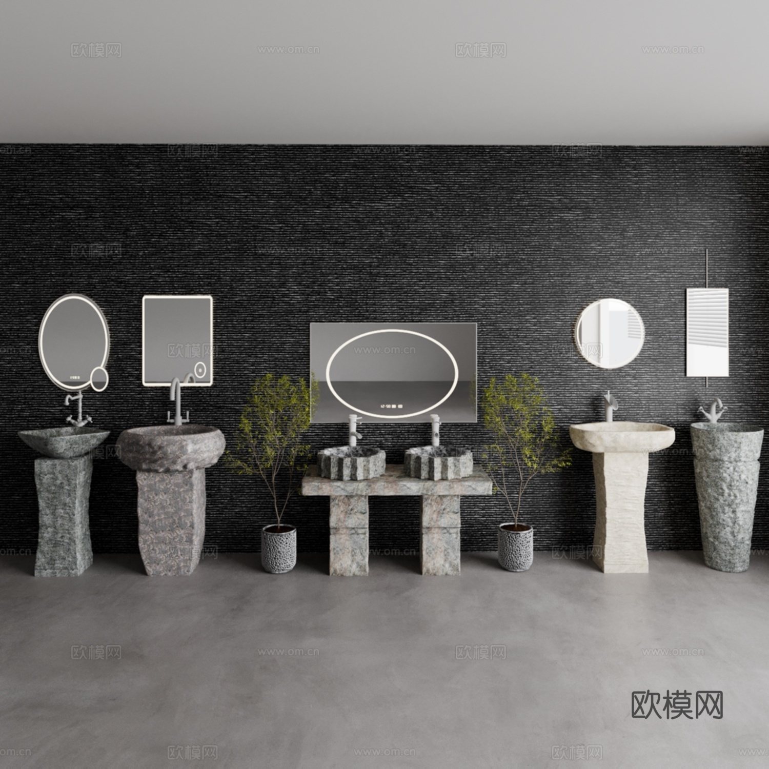 侘寂风洗手盆3d模型