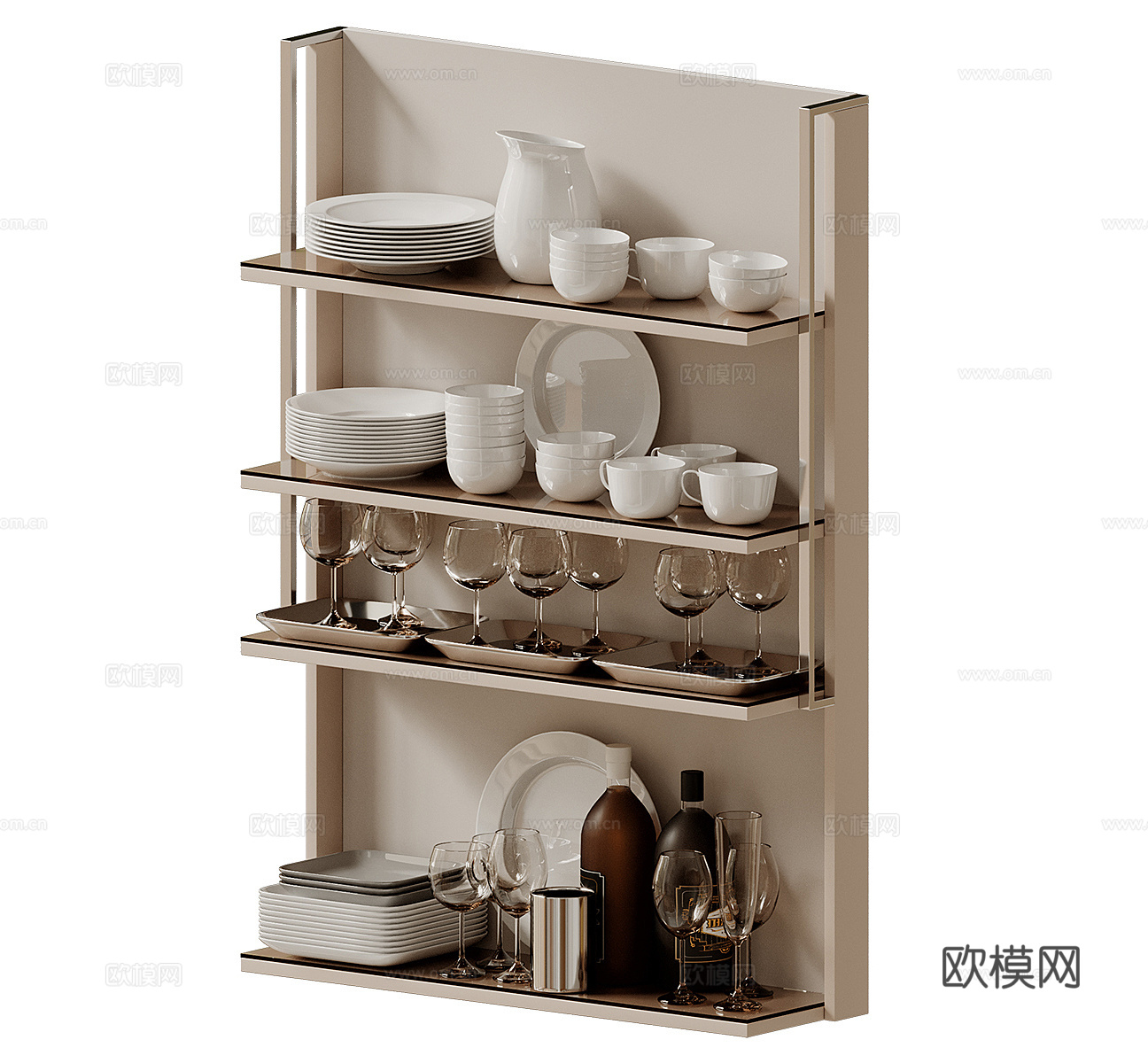 餐具摆件 餐具组合 碗碟 厨房置物架 盘子 碟子 调味料 酒免费3d模型