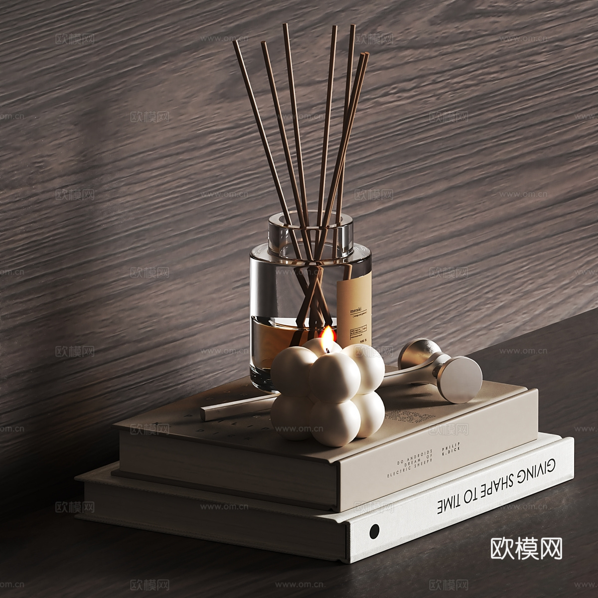 现代极简暗黑风电视背景墙3d模型