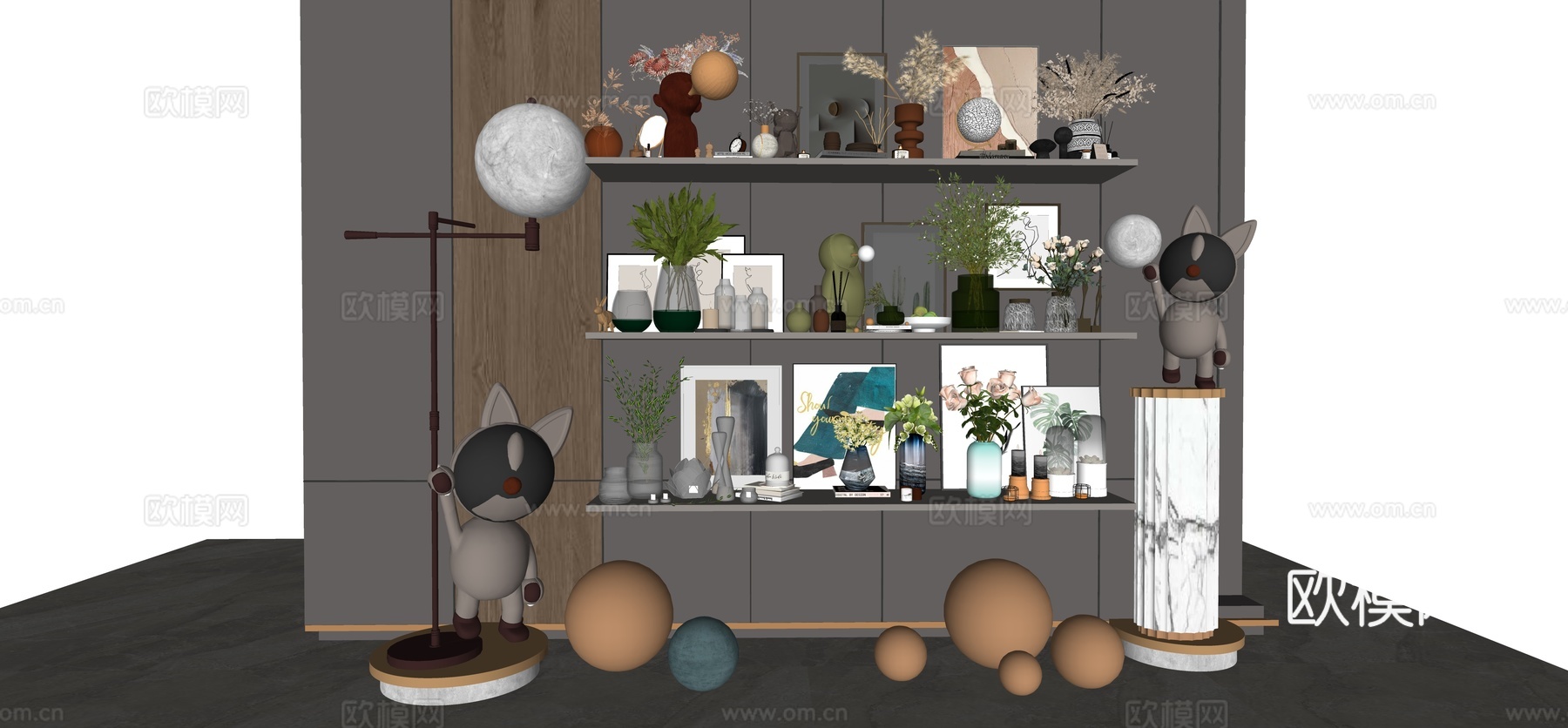 现代室内橱窗摆件su模型