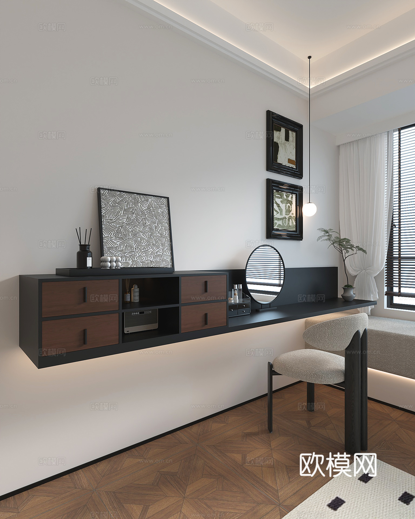 现代意式风格梳妆台3d模型