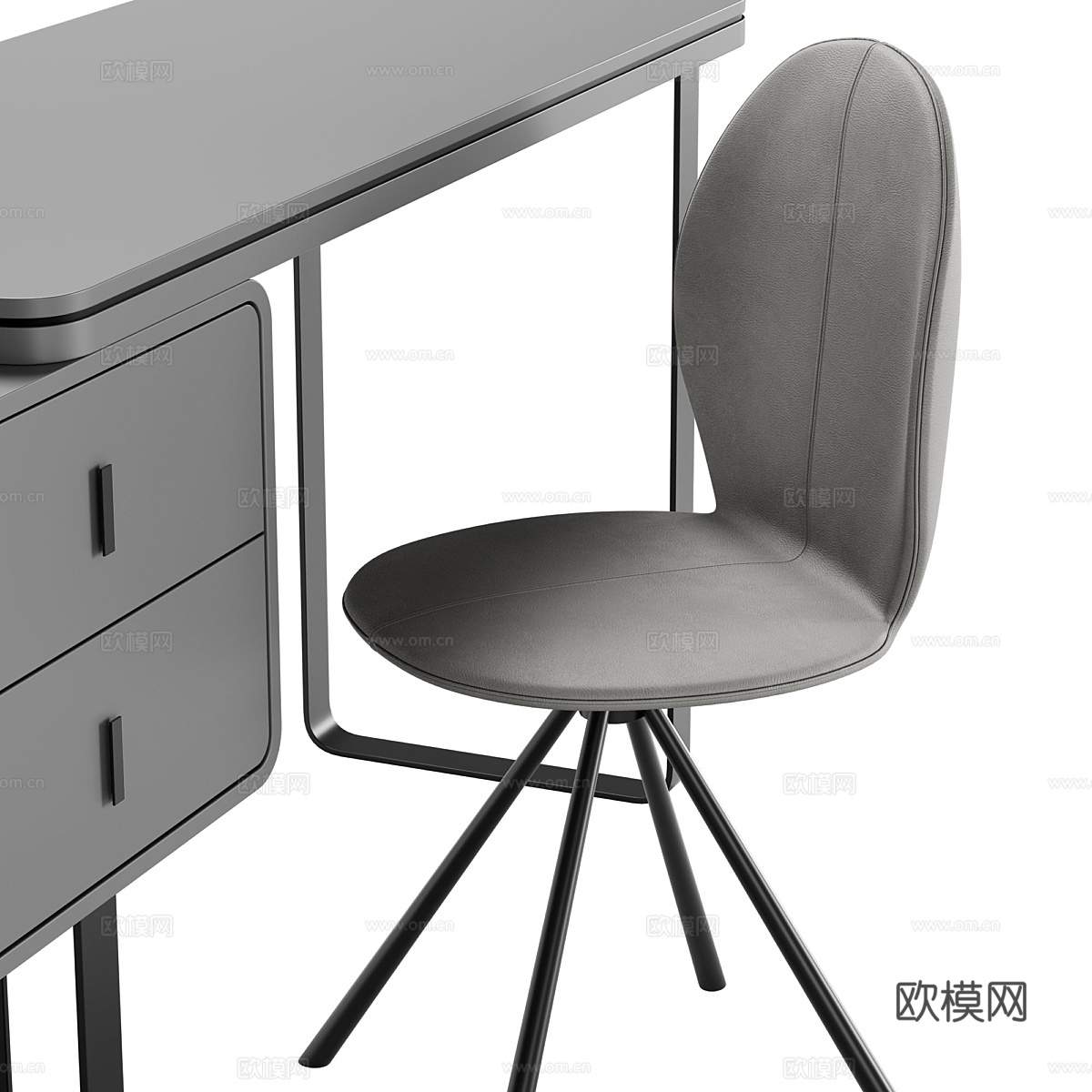 现代意式书桌椅3d模型
