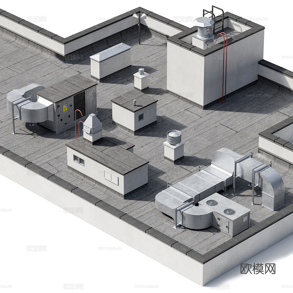 屋顶暖通空调系统  建筑屋顶设施3d模型