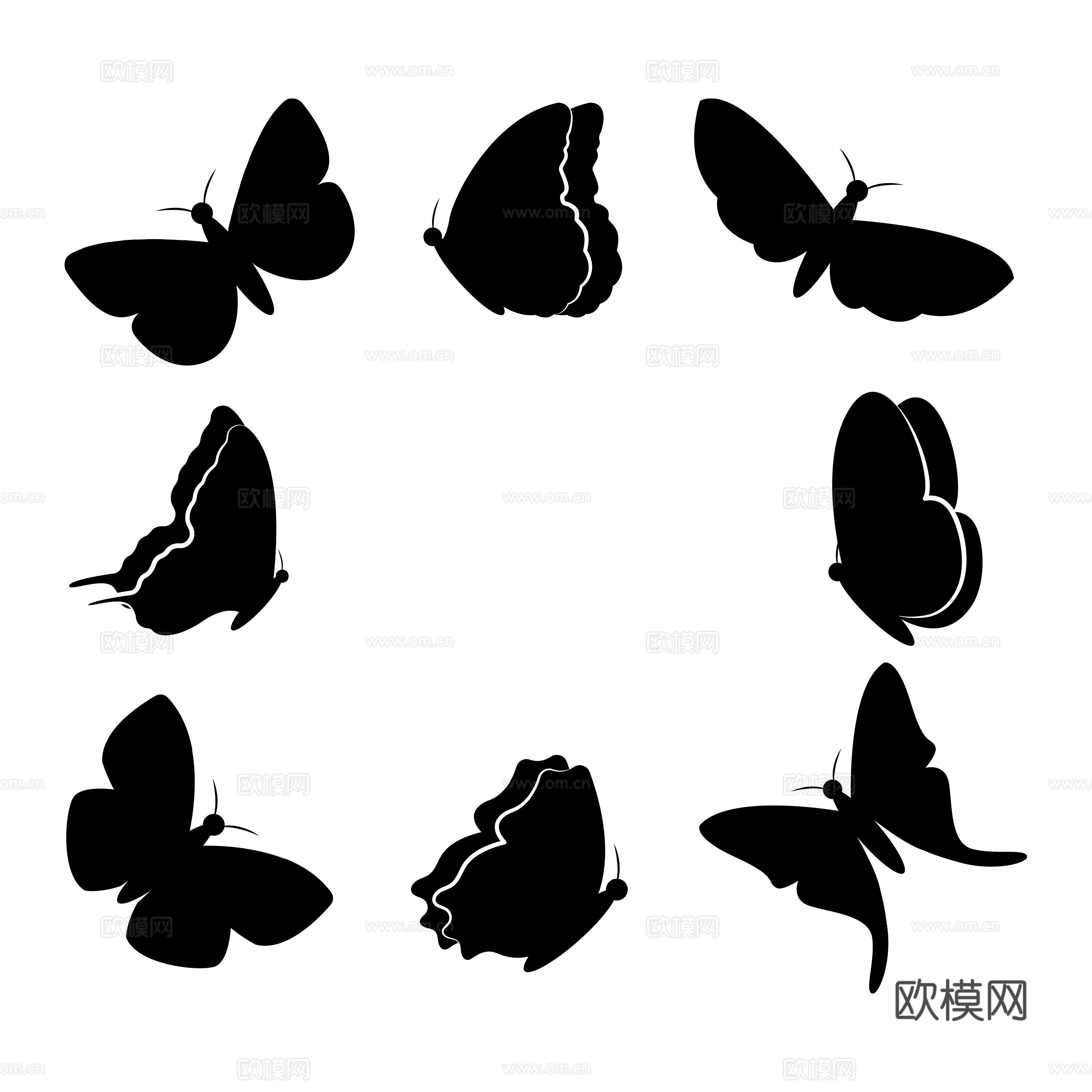 免抠 黑 色剪影 蝴蝶