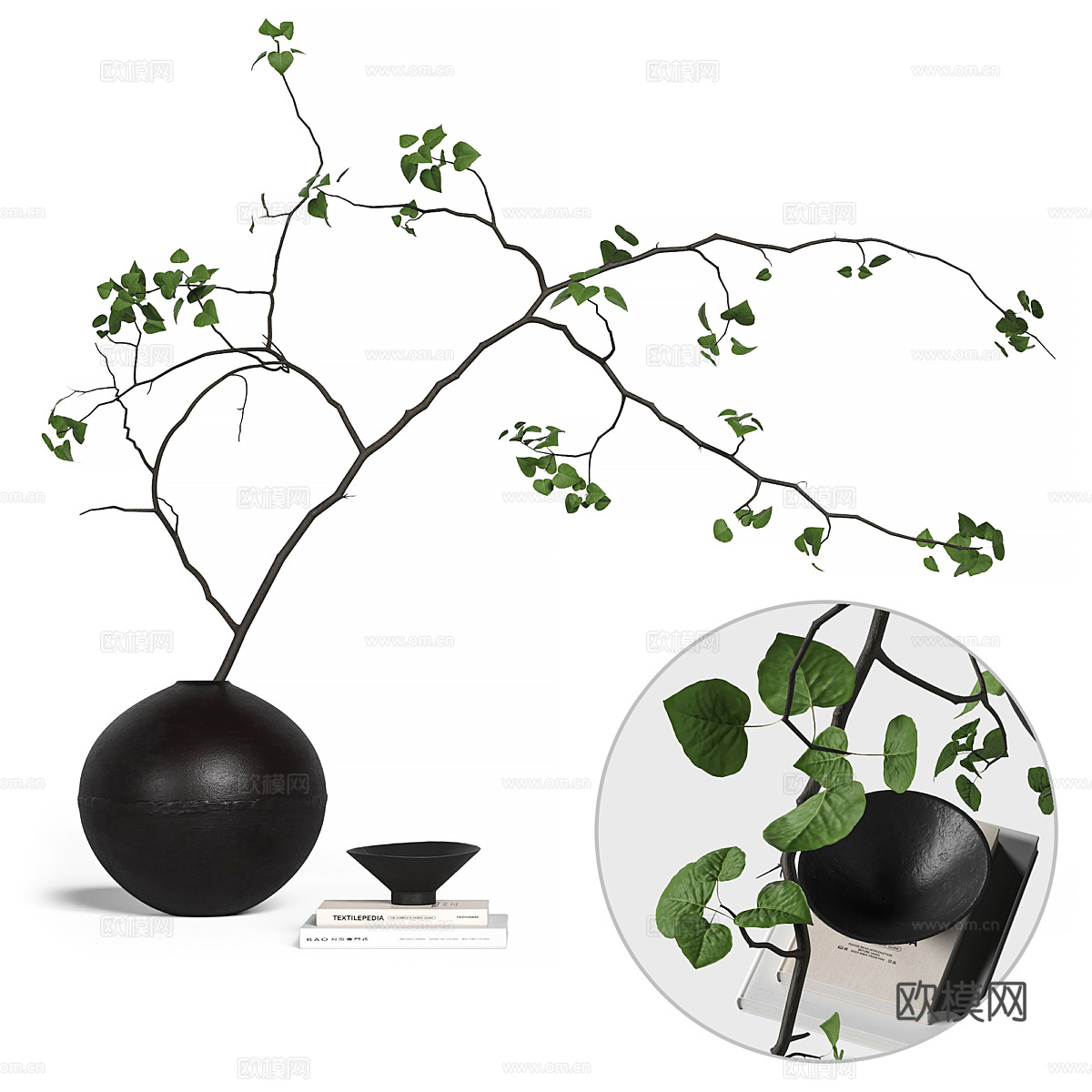 新中式侘寂花瓶花艺3d模型