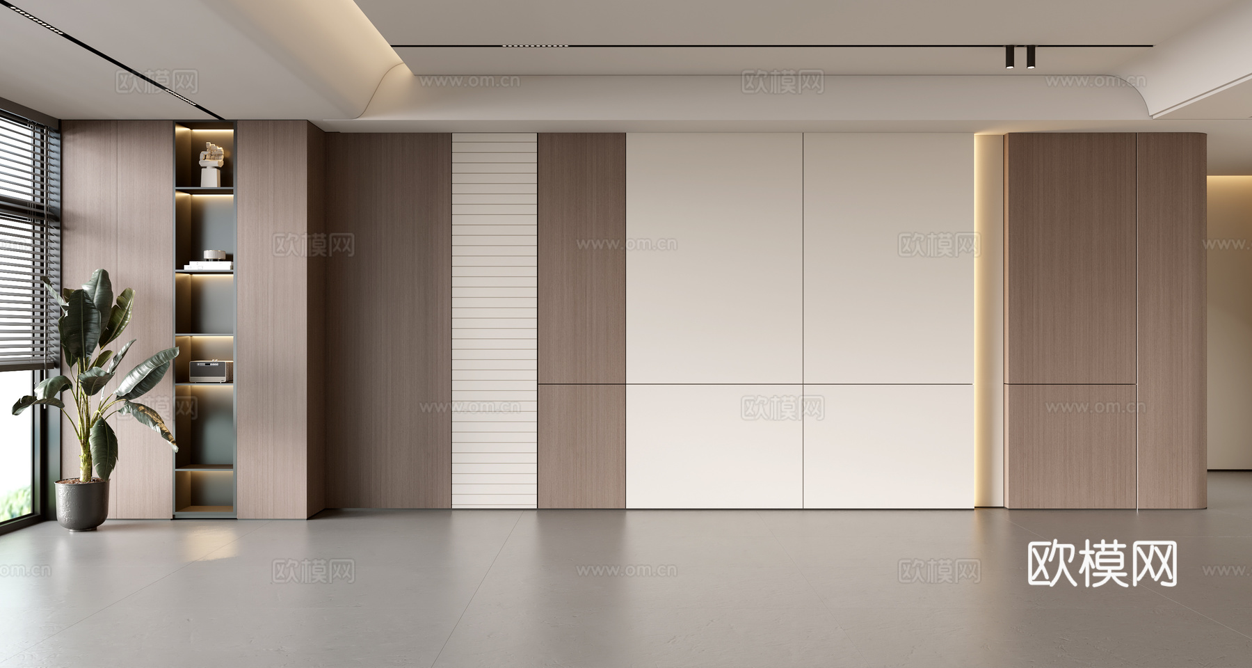 现代意式沙发背景墙 现代摆件 阳台柜 客厅柜 木饰面背景墙3d模型