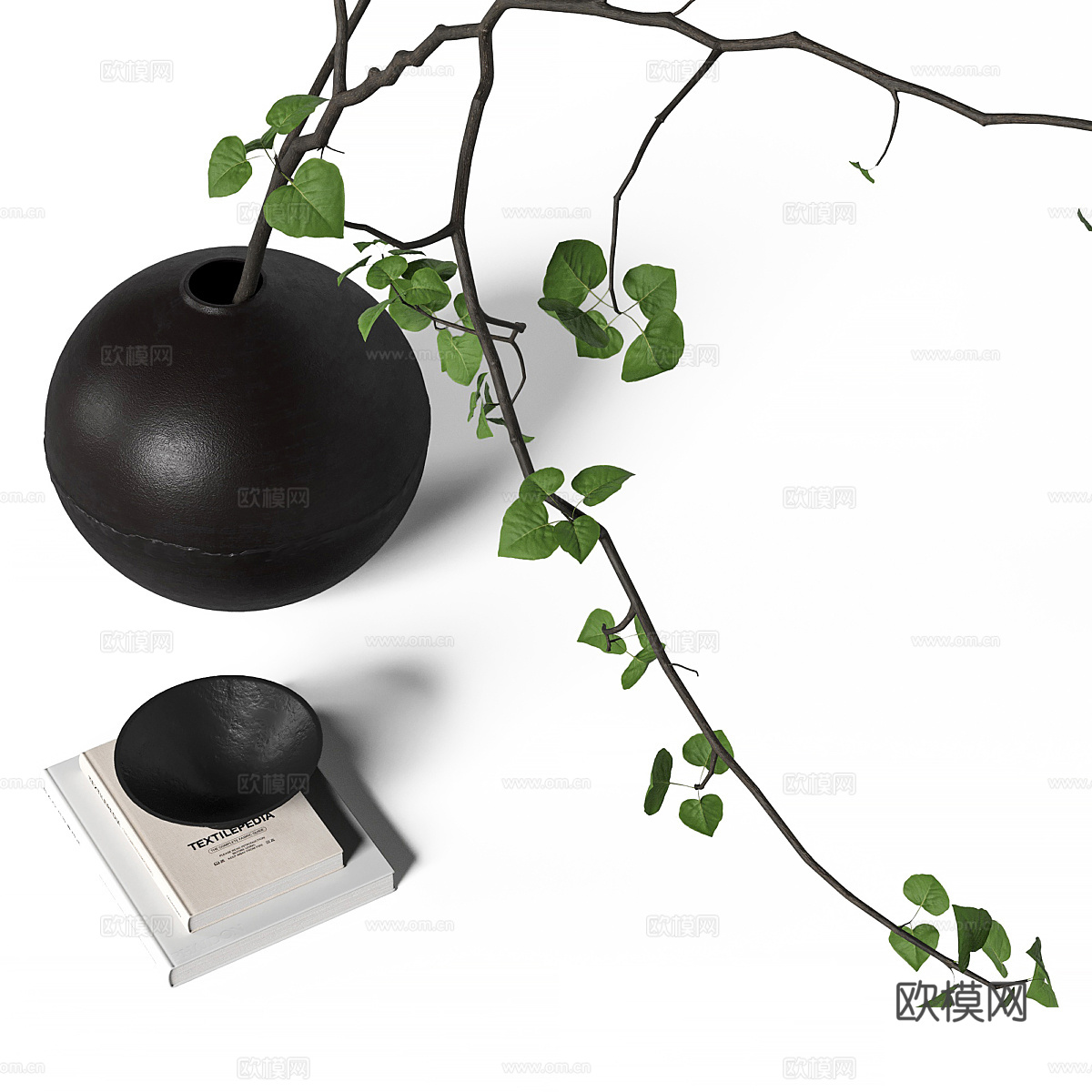 新中式侘寂花瓶花艺3d模型