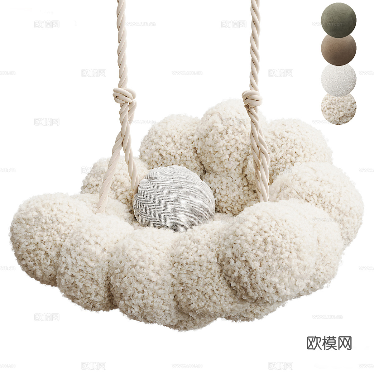 现代奶油风秋千椅 吊椅3d模型