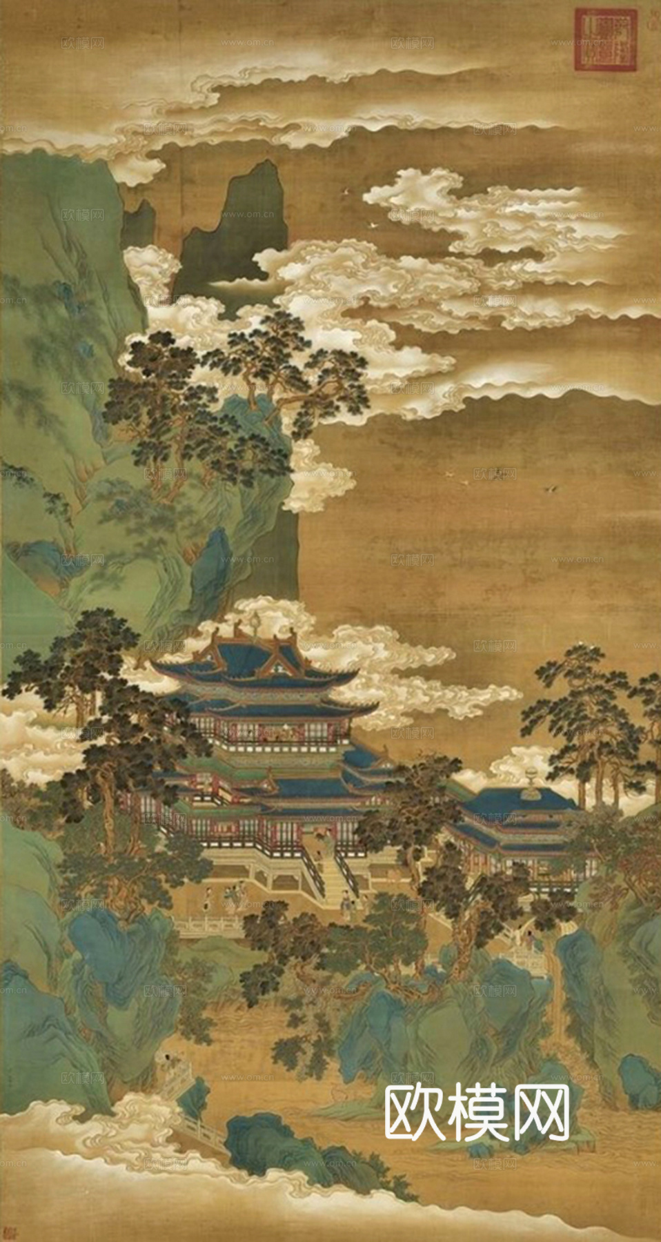新中式宋式风装饰画背景画