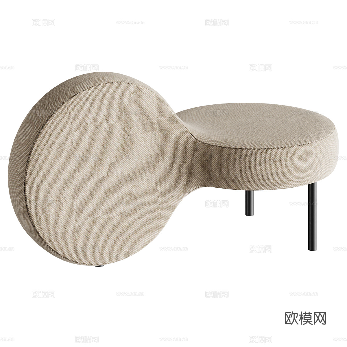 现代意式极简沙发凳3d模型
