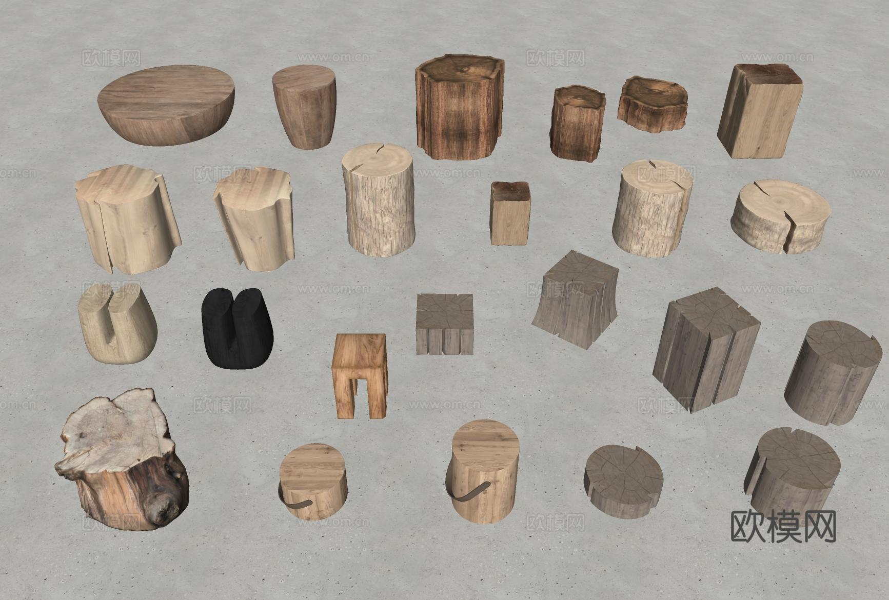 木头 木桩 木凳 小凳子su模型