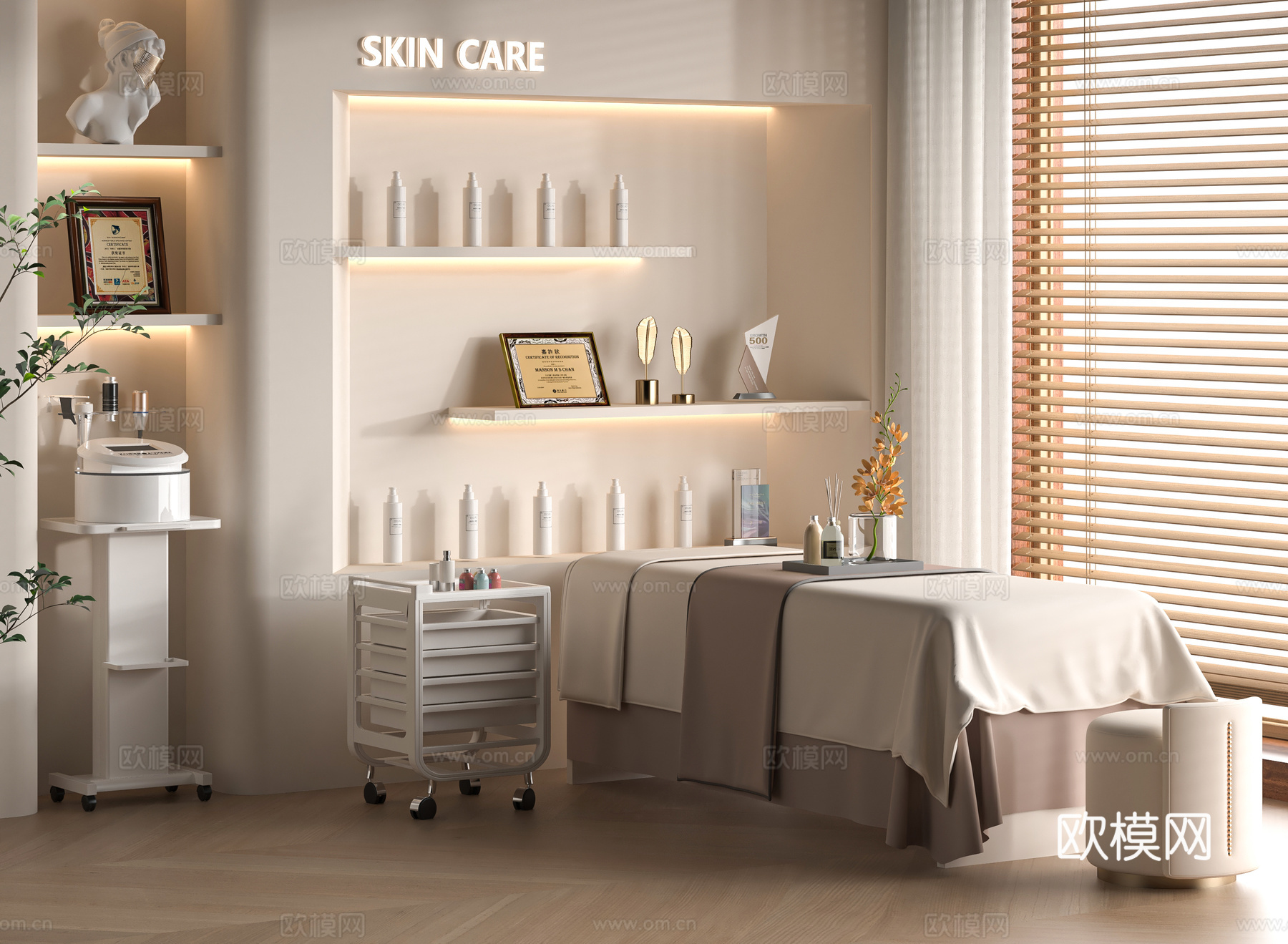 现代美容SPA 按摩床 SPA理疗床 护理床su模型
