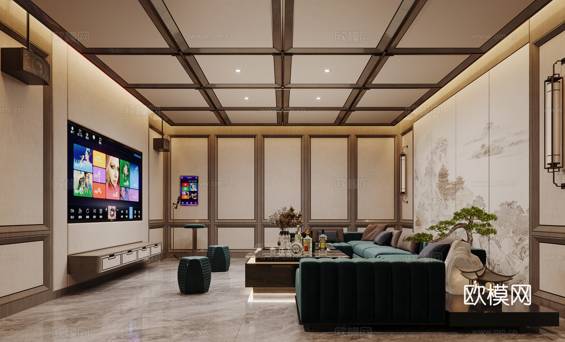 新中式KTV包厢3d模型