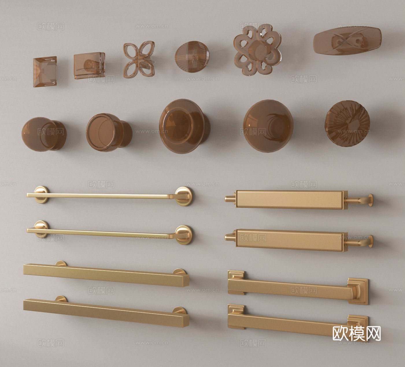 柜门拉手 金属拉手 门拉手3d模型