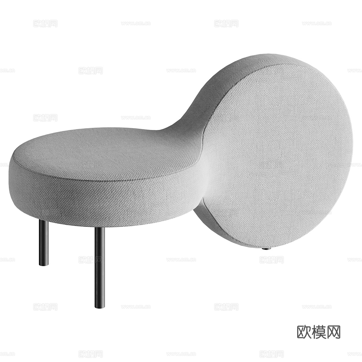 现代意式极简沙发凳3d模型